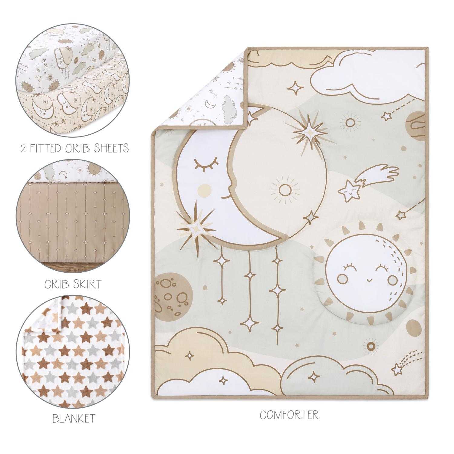 Starry Skies Piece Crib Bedding Set, Soft Neutrals
