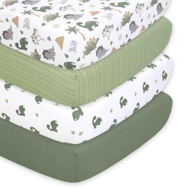 Dinosaur Dreams 4-Pack Fitted Sheet Set