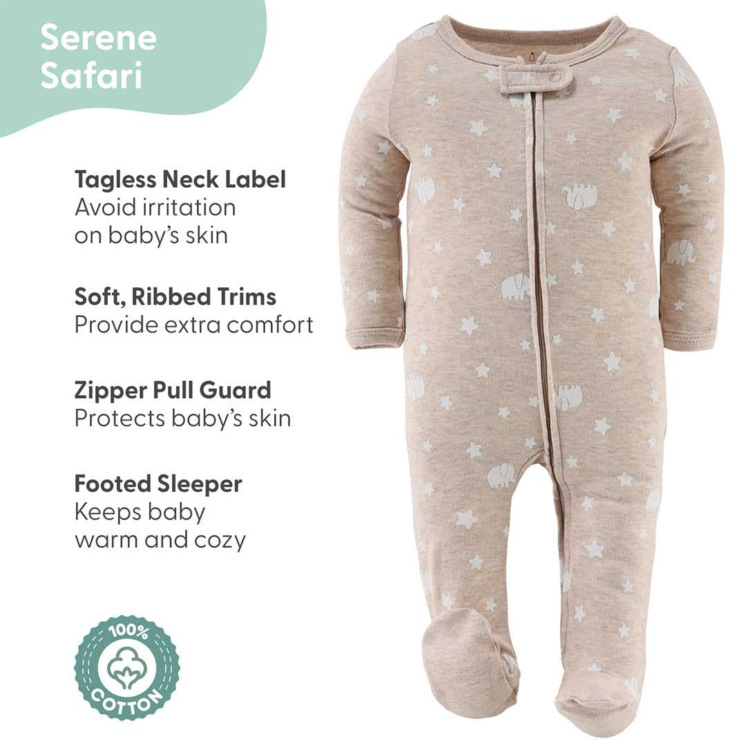 Serene Safari Footed Baby Sleepers for Boys and Girls