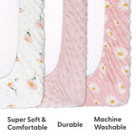 Blush Daisy Plush Minky 3-Pack Changing Pad Covers
