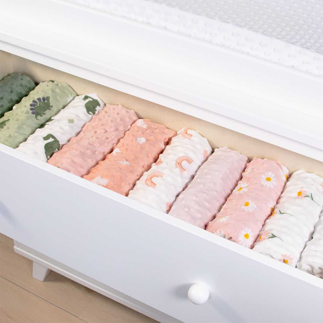 Blush Daisy Plush Minky 3-Pack Changing Pad Covers