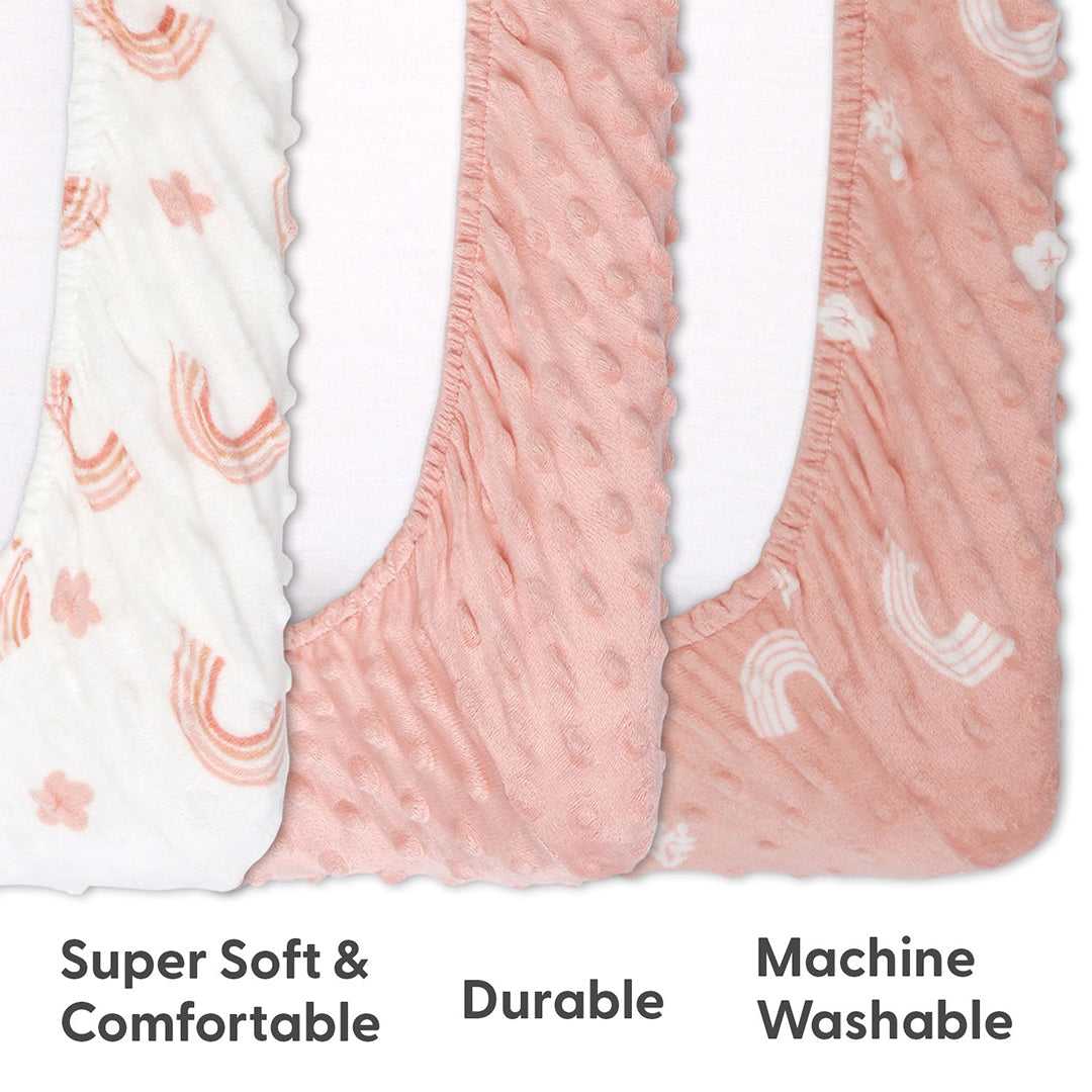 Rainbow Floral Plush Minky 3-Pack Changing Pad Covers