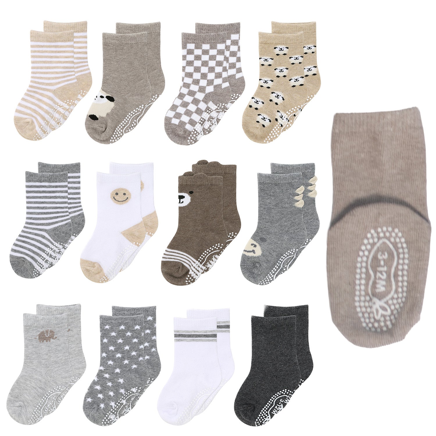 Baby Boys and Girls 12pk Organic Cotton Socks, Soothing Neutrals