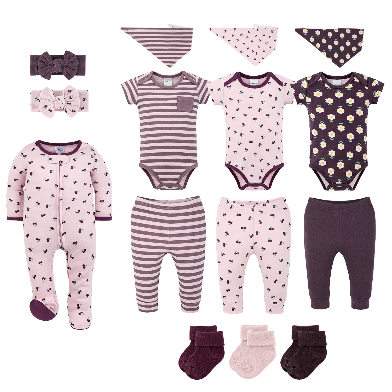 Cherry Charm 15-Piece Baby Girl Clothes Set