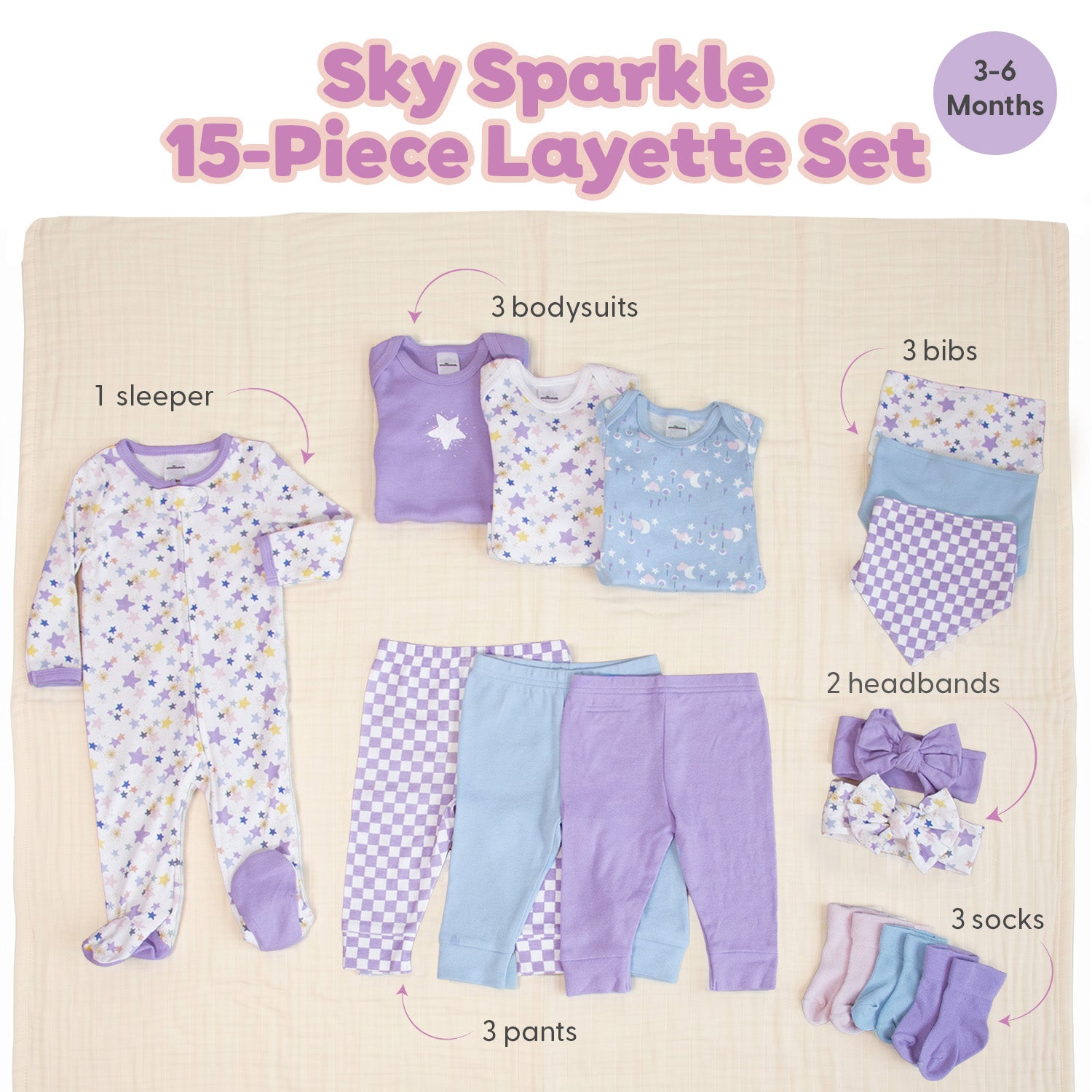 Sky Sparkle 15-Piece Baby Girl Clothes Set