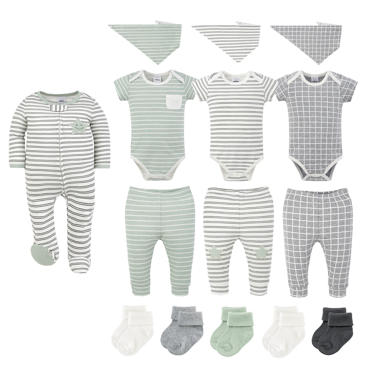 Easy Basics 15-Piece Baby Girl Clothes Set, 0-3 Months