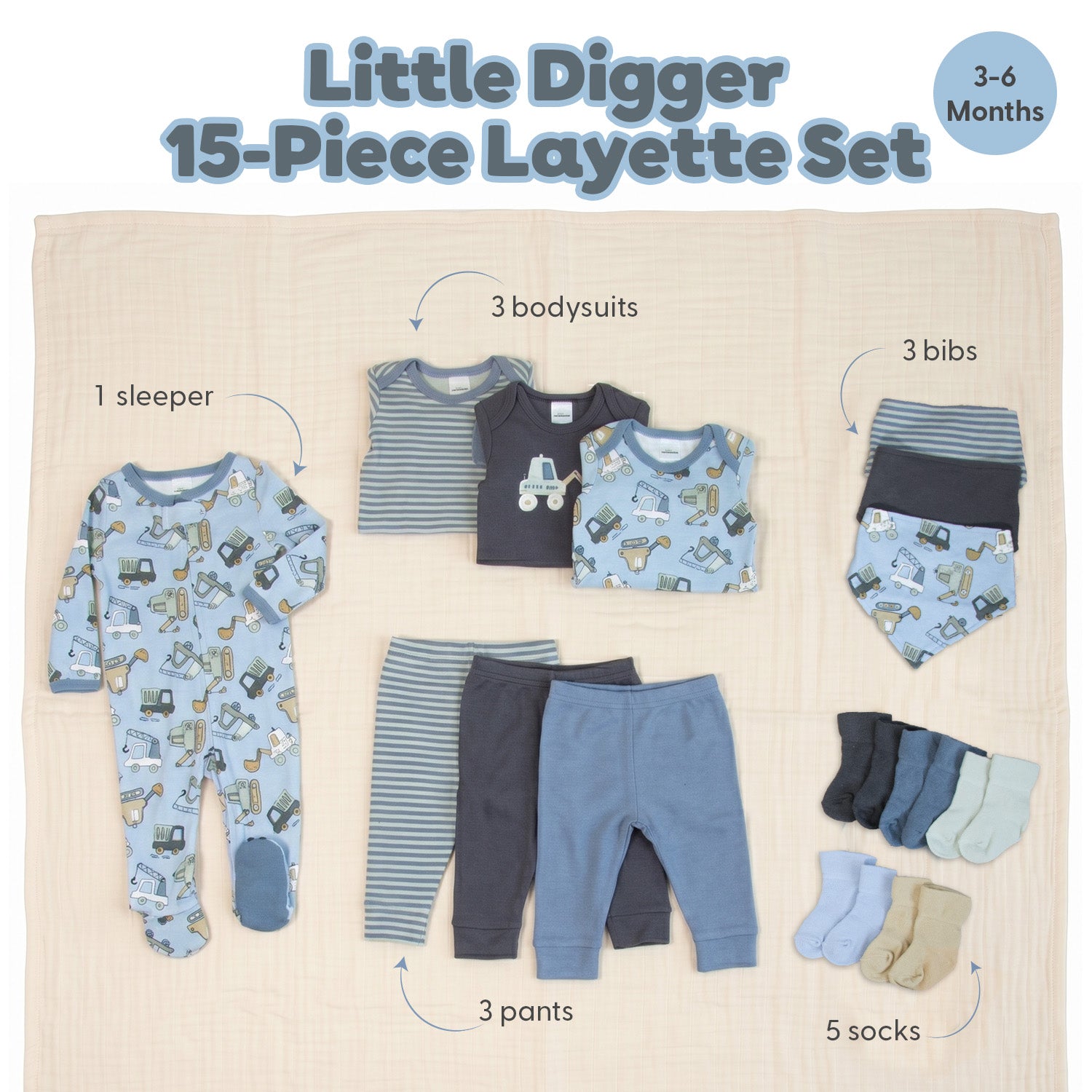 Little Digger 15-Piece Baby Boy Clothes Set