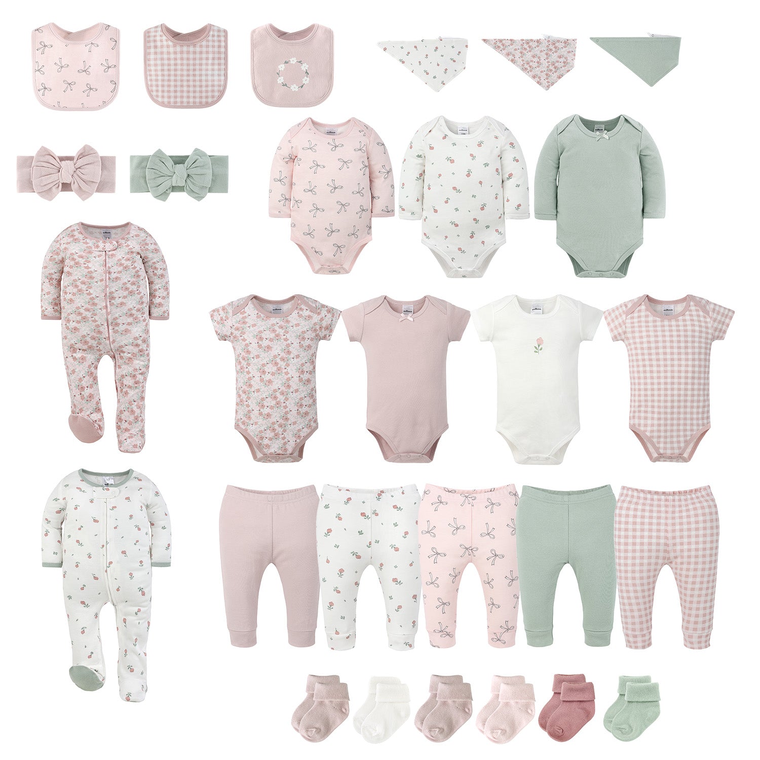 Baby Layette Clothing Gift Set for Girls, Cottage Floral, 28 Piece