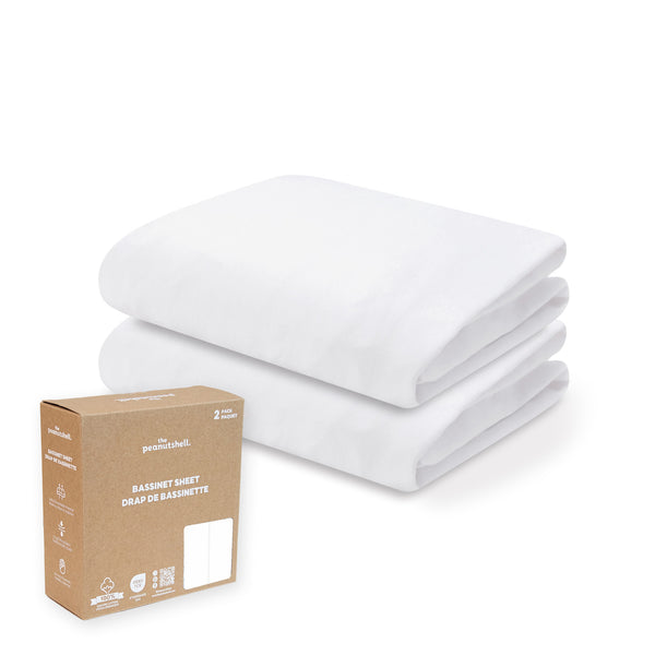 White Bassinet Organic Cotton Sheets for Baby Boys and Girls, 2-Pack