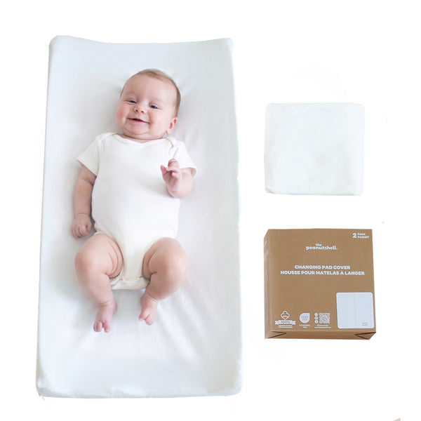 White Organic Cotton Changing Pad Covers for Baby Boys and Girls, 2-Pack