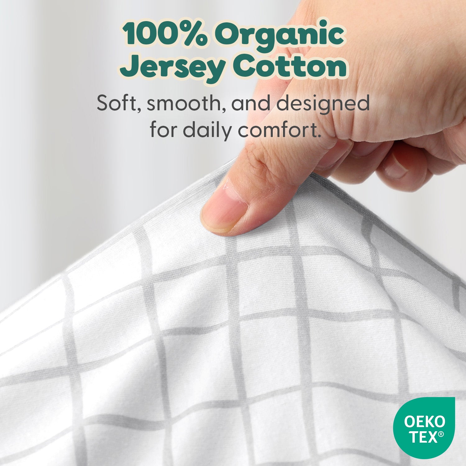 Grey Star, Windowpane Organic Cotton Bassinet Sheets for Baby Boys and Girls, 2-Pack