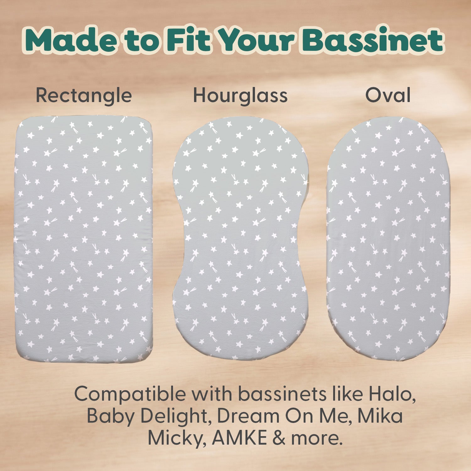 Grey Star, Windowpane Organic Cotton Bassinet Sheets for Baby Boys and Girls, 2-Pack