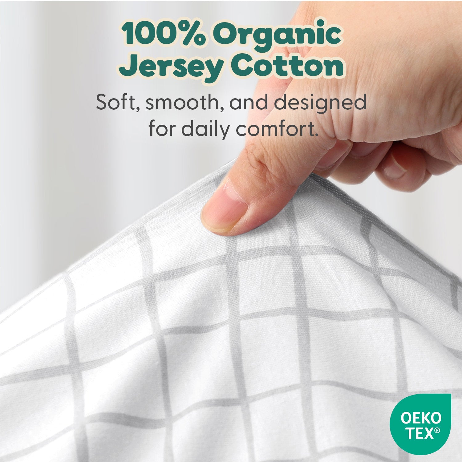 Grey Star, Windowpane Organic Cotton Crib Sheets for Baby Boys and Girls, 2-Pack