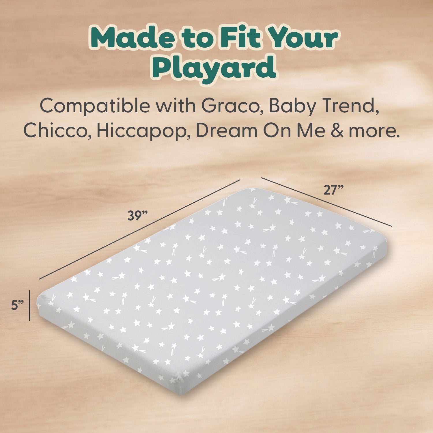 Grey Star, Windowpane Organic Cotton Playard Sheets for Baby Boys and Girls, 2-Pack