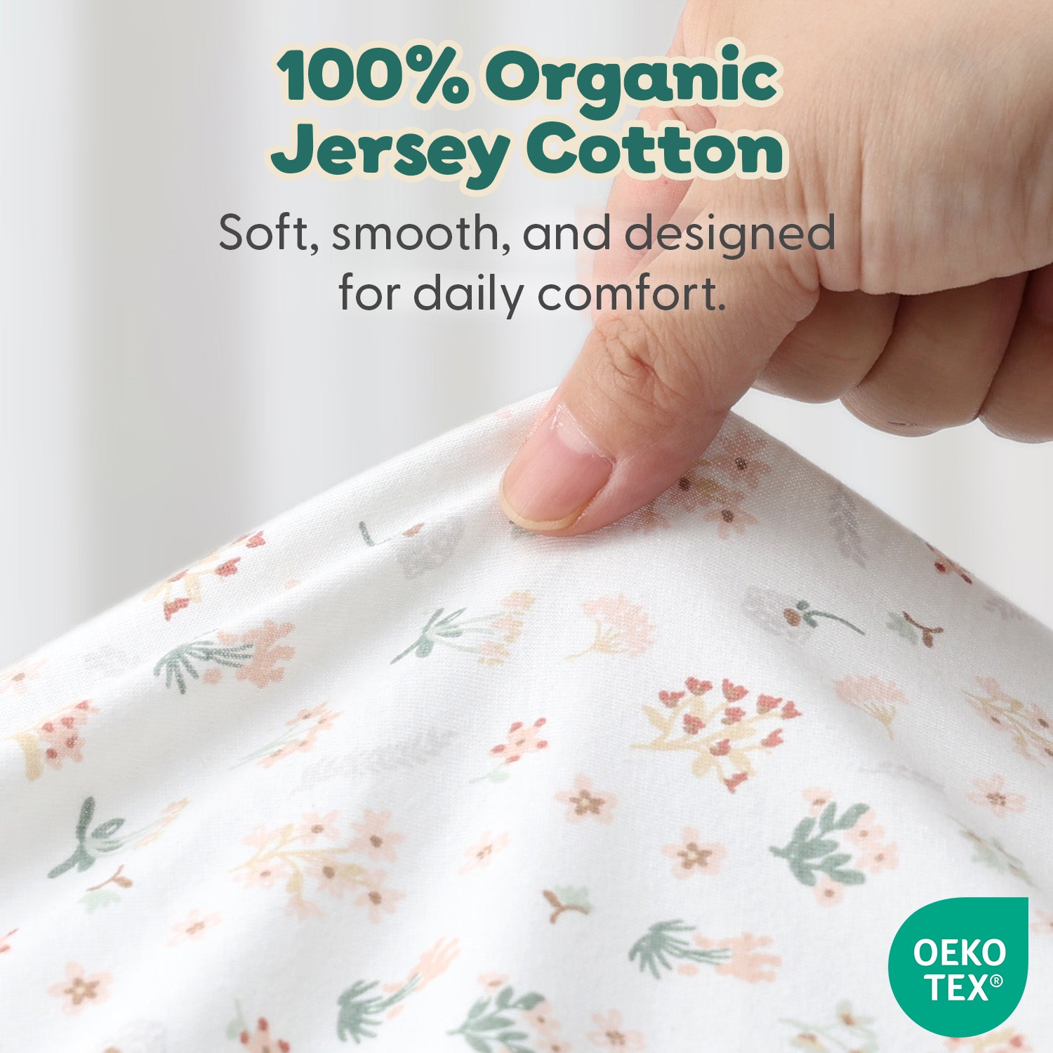 Pink Bouquet, Field Floral Organic Cotton Playard Mini Crib Sheets for Baby Girls, 2-Pack