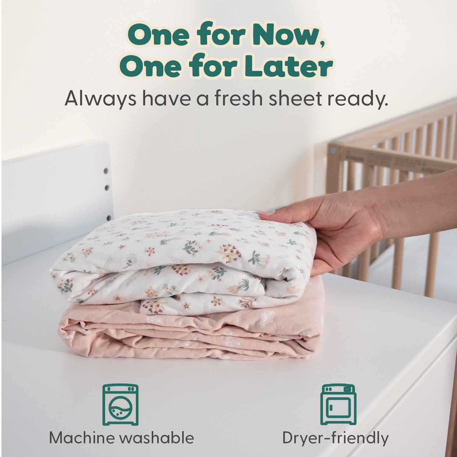 Pink Bouquet, Field Floral Organic Cotton Playard Mini Crib Sheets for Baby Girls, 2-Pack
