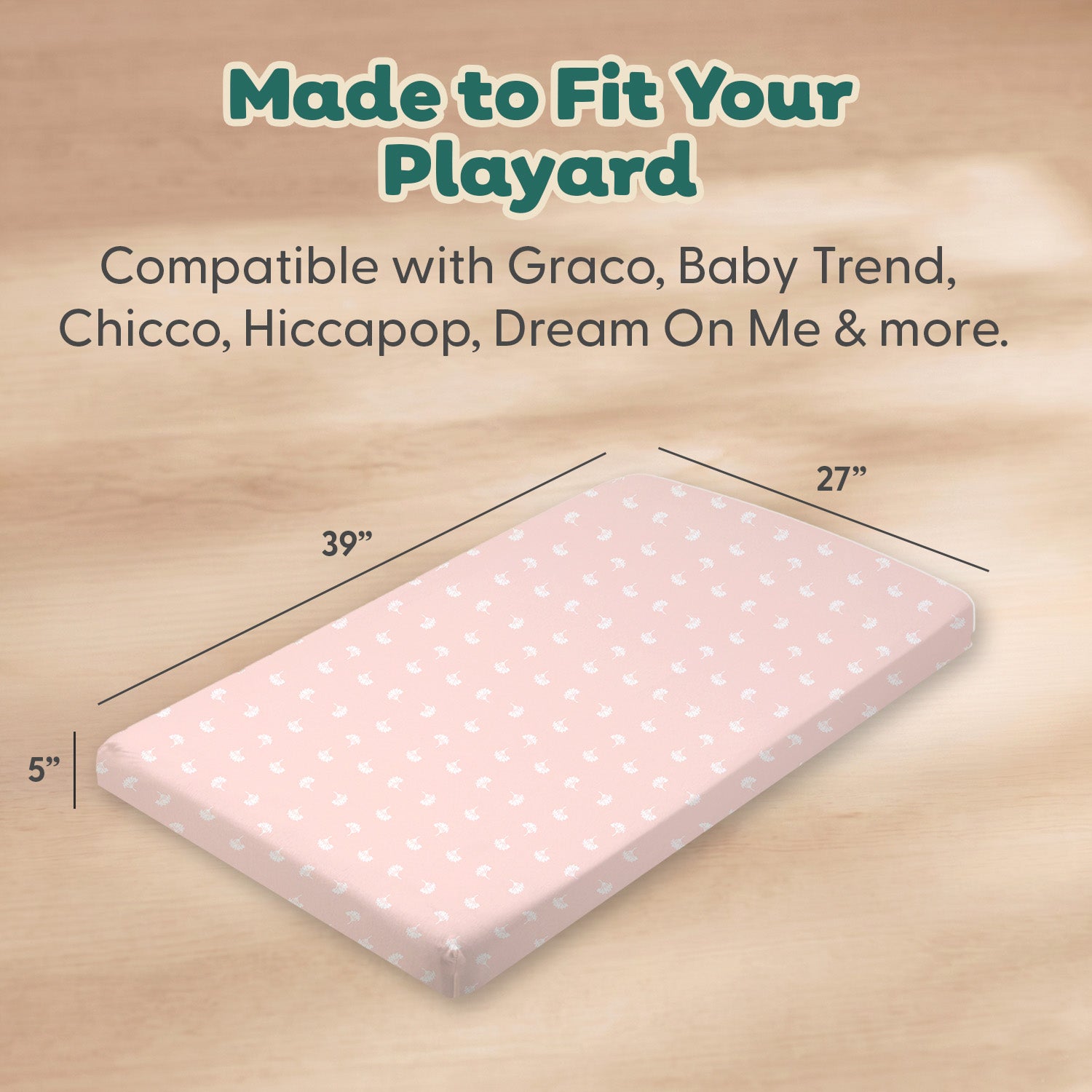 Pink Bouquet, Solid Organic Cotton Playard Mini Crib Sheets for Baby Girls, 2-Pack
