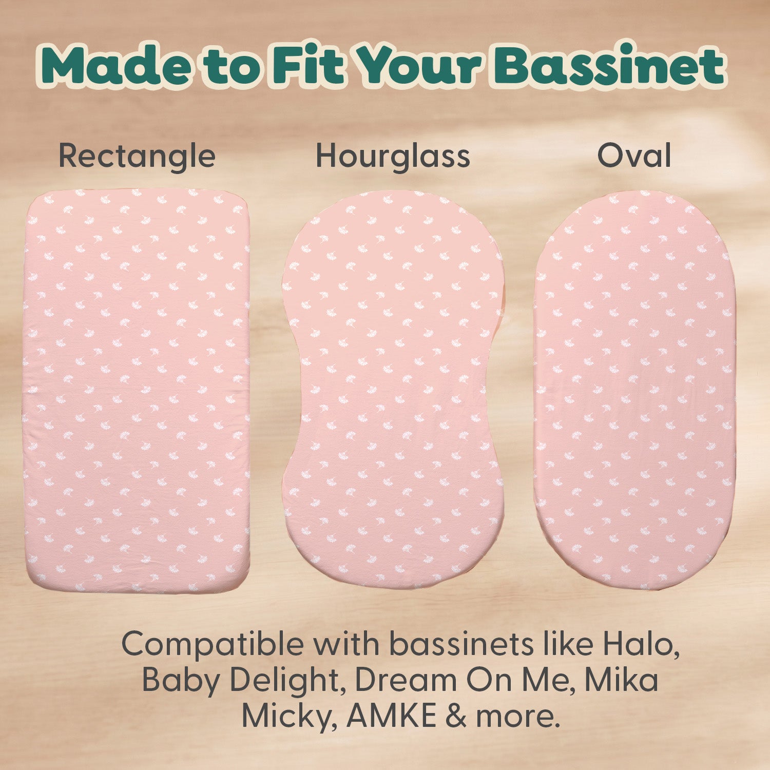 Pink Bouquet, Solid Organic Cotton Bassinet Sheets for Baby Girls, 2-Pack