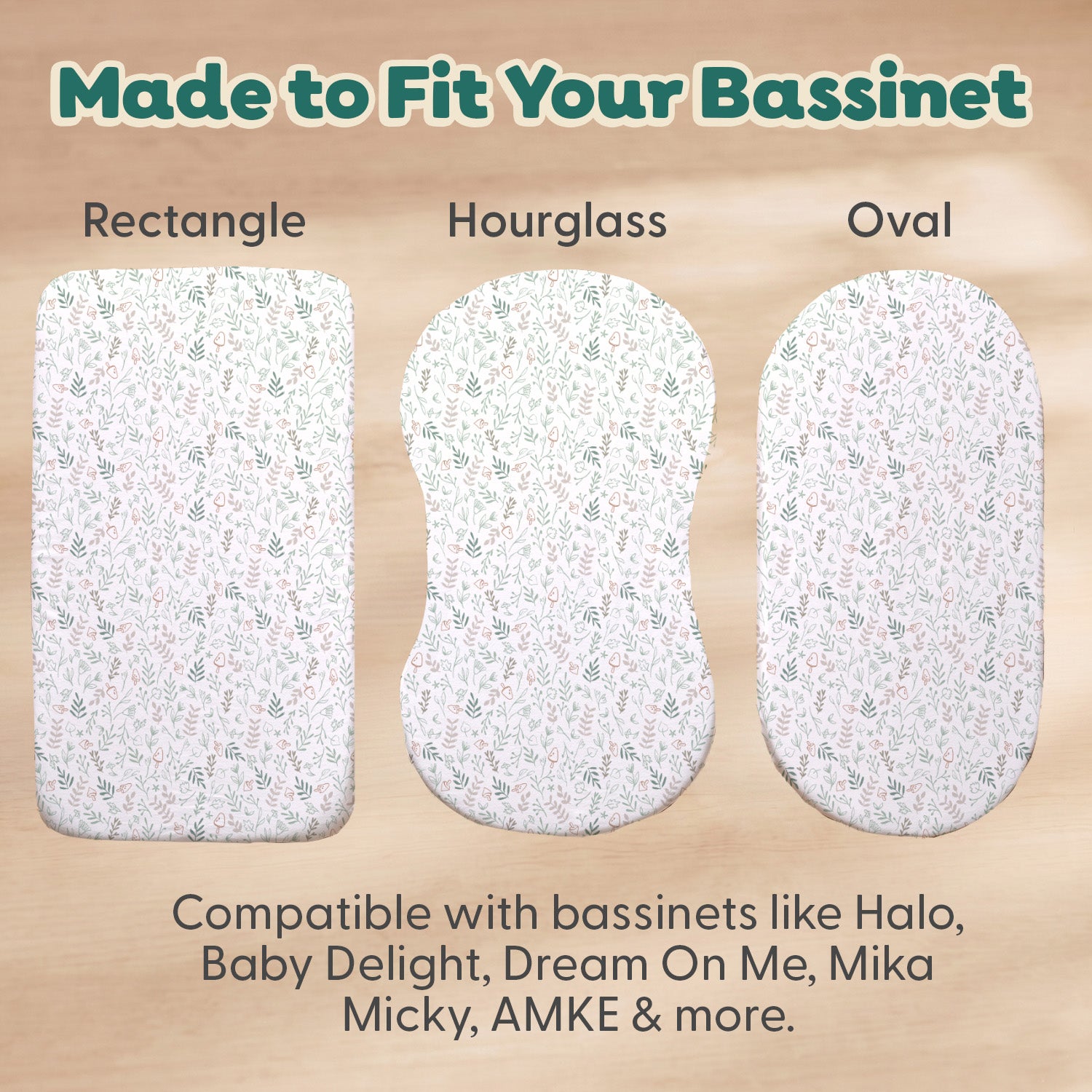 Woodland Botanical, Solid Sage Organic Cotton Bassinet Sheets for Baby Boys and Girls, 2-Pack