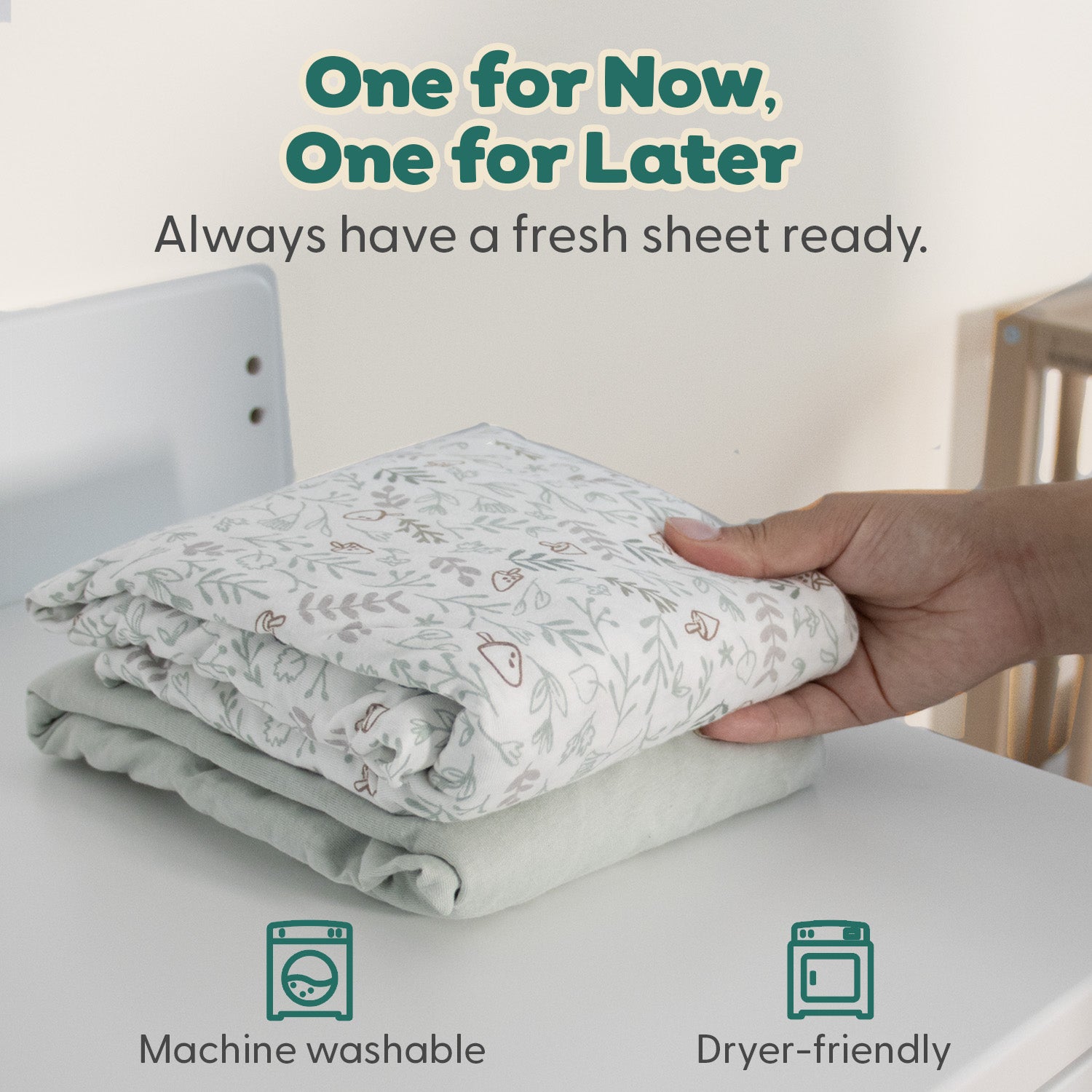 Woodland Botanical, Solid Sage Organic Cotton Bassinet Sheets for Baby Boys and Girls, 2-Pack