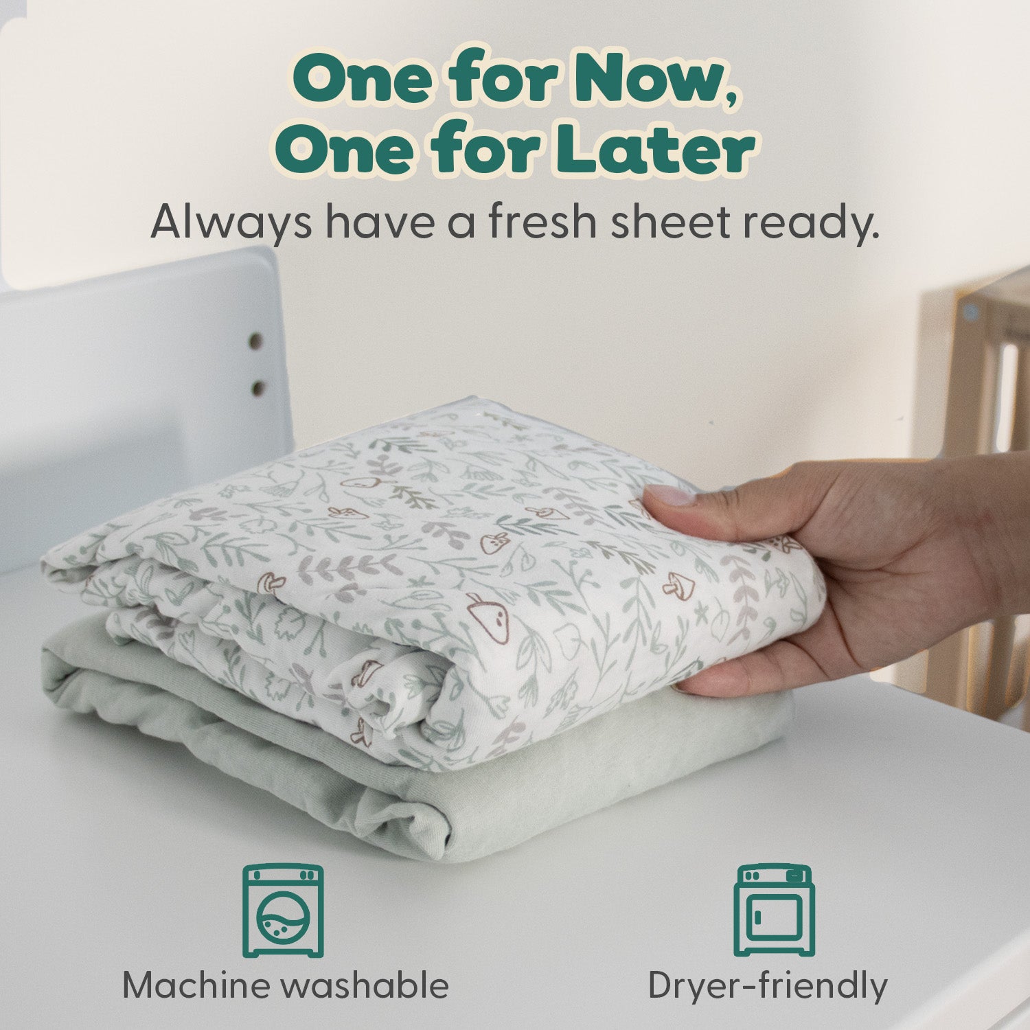 Woodland Botanical, Solid Sage Organic Cotton Crib Sheets for Baby Boys and Girls, 2-Pack