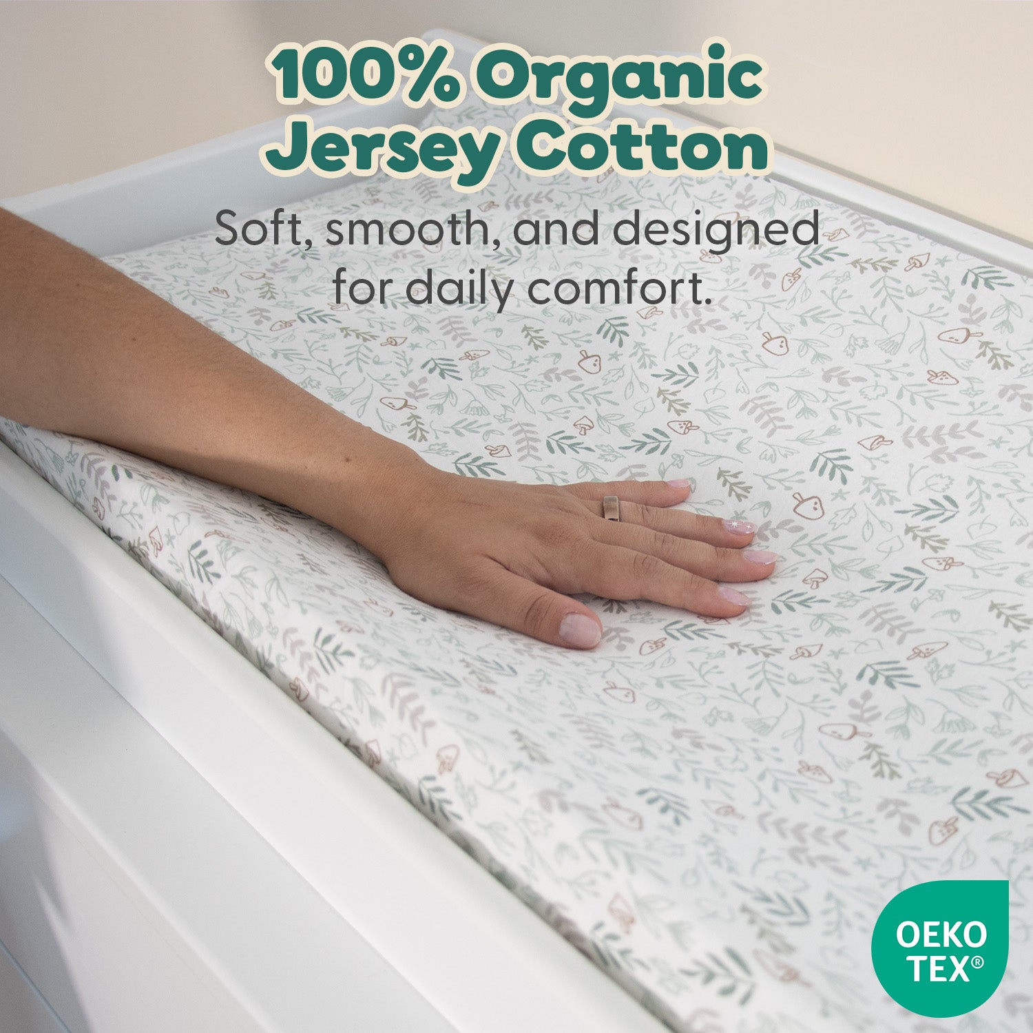 Woodland Botanical, Solid Sage Organic Cotton Changing Pad Covers for Baby Boys and Girls, 2-Pack