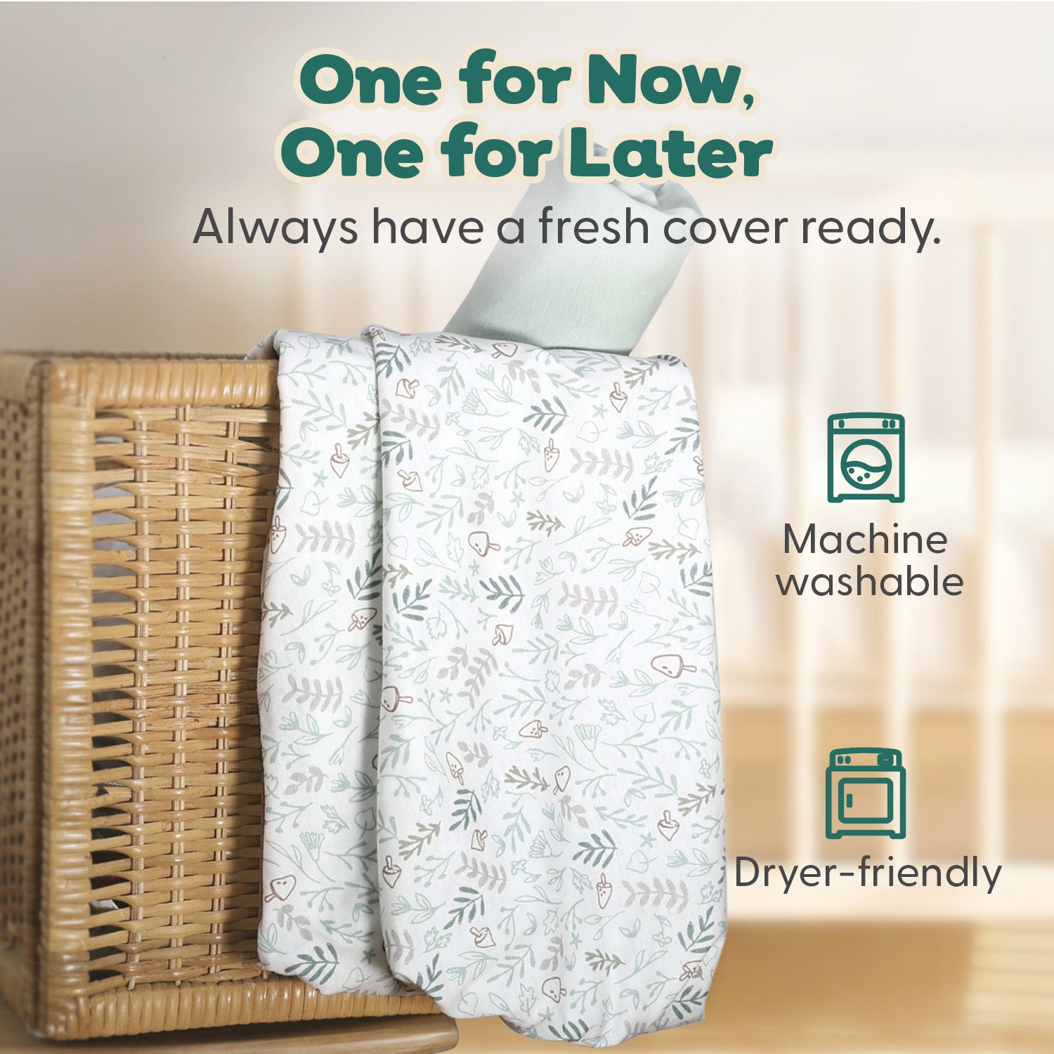 Woodland Botanical, Solid Sage Organic Cotton Changing Pad Covers for Baby Boys and Girls, 2-Pack