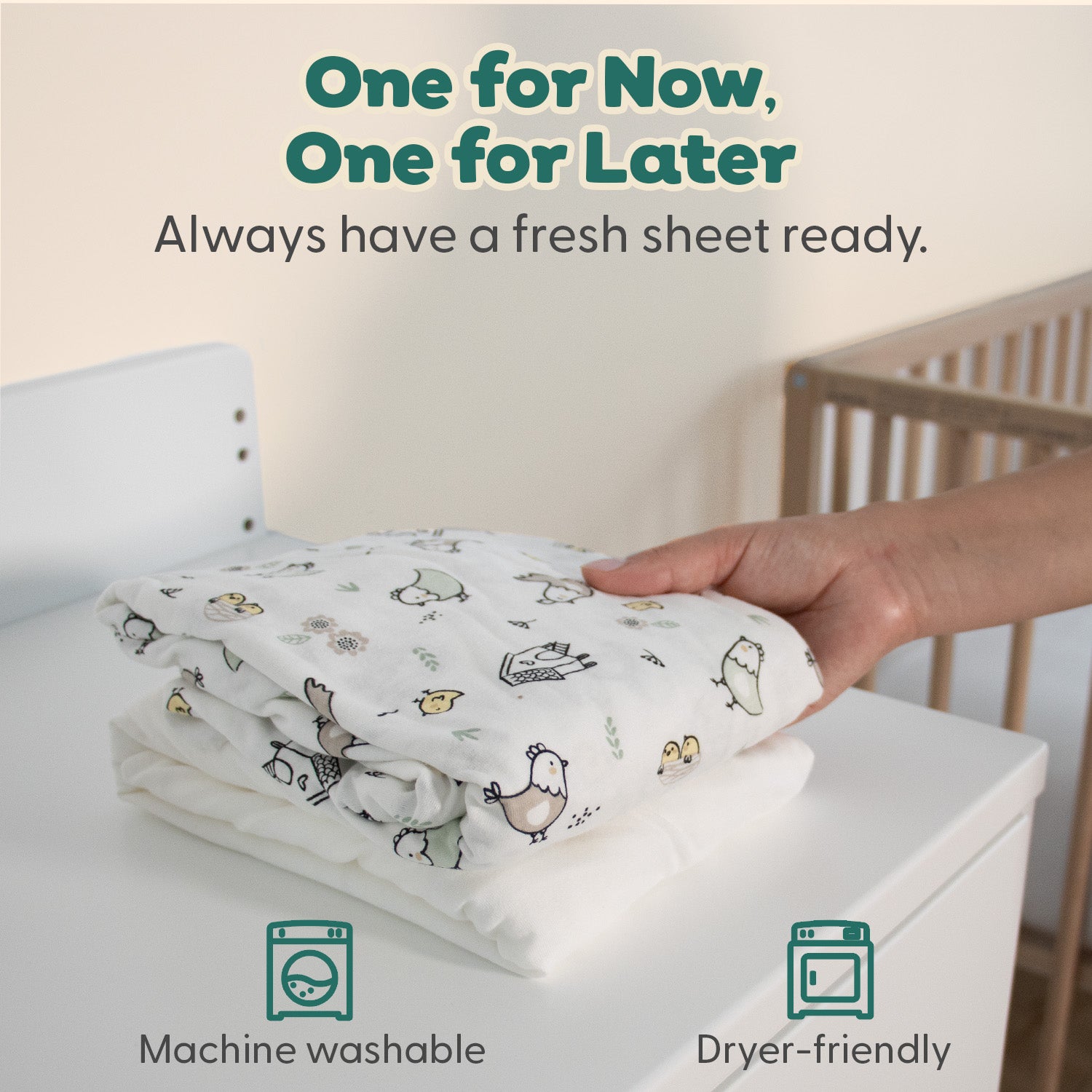Cottage Pasture, White Organic Cotton Bassinet Sheets for Baby Boys and Girls, 2-Pack