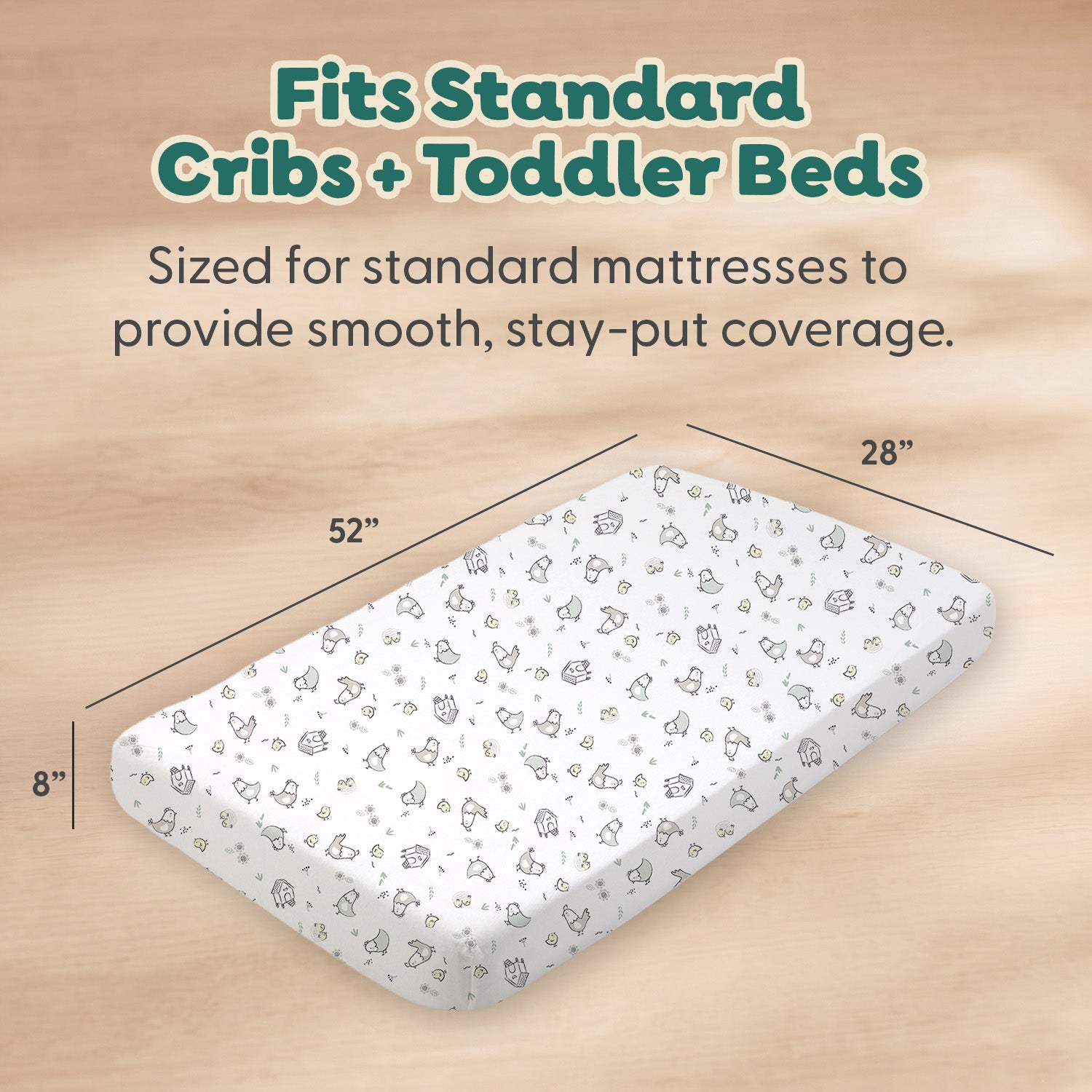 Cottage Pasture, White Organic Cotton Crib Sheets for Baby Boys and Girls, 2-Pack