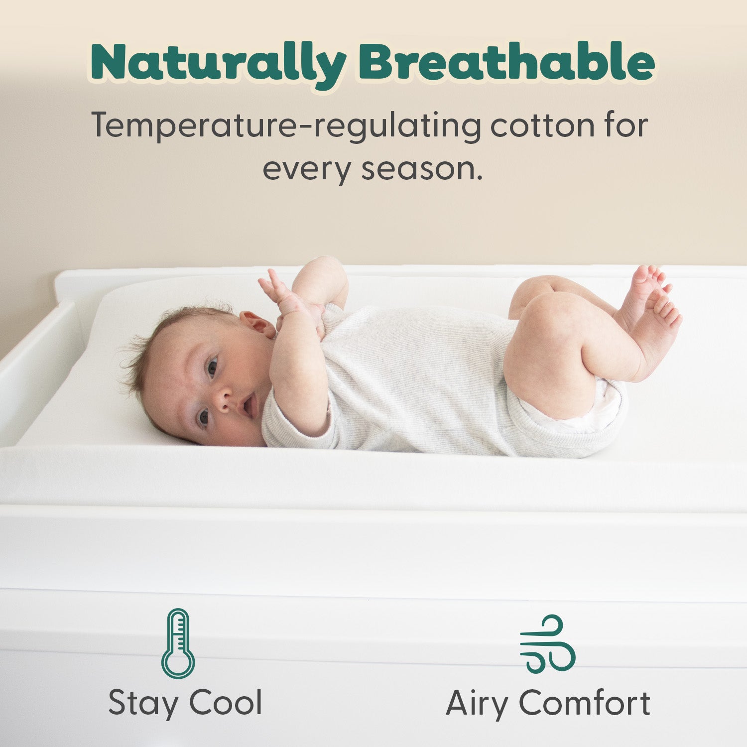 Cottage Pasture, White Organic Cotton Changing Pad Covers for Baby Boys and Girls, 2-Pack