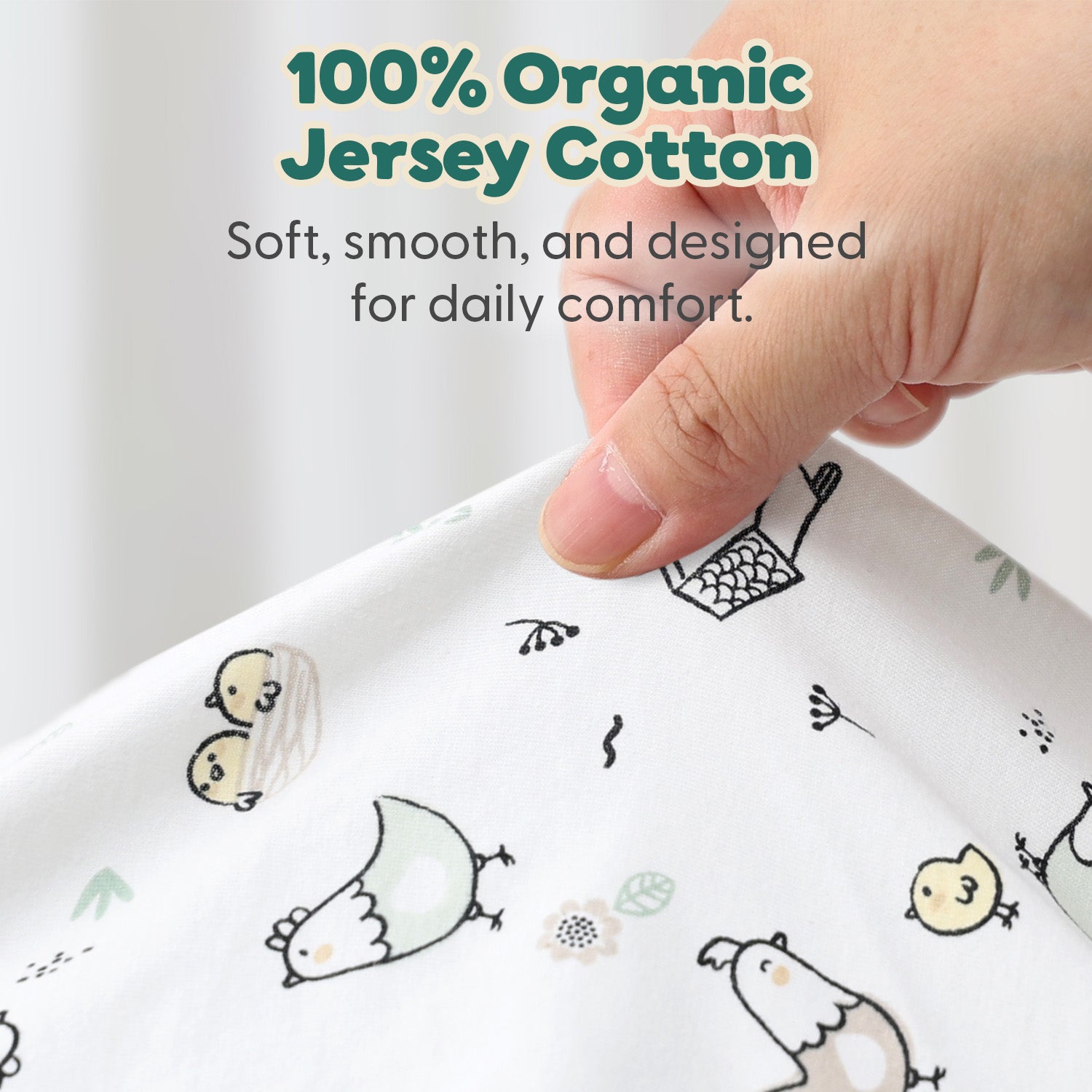 Cottage Pasture, White Organic Cotton Playard Mini Crib Sheets for Baby Boys and Girls, 2-Pack