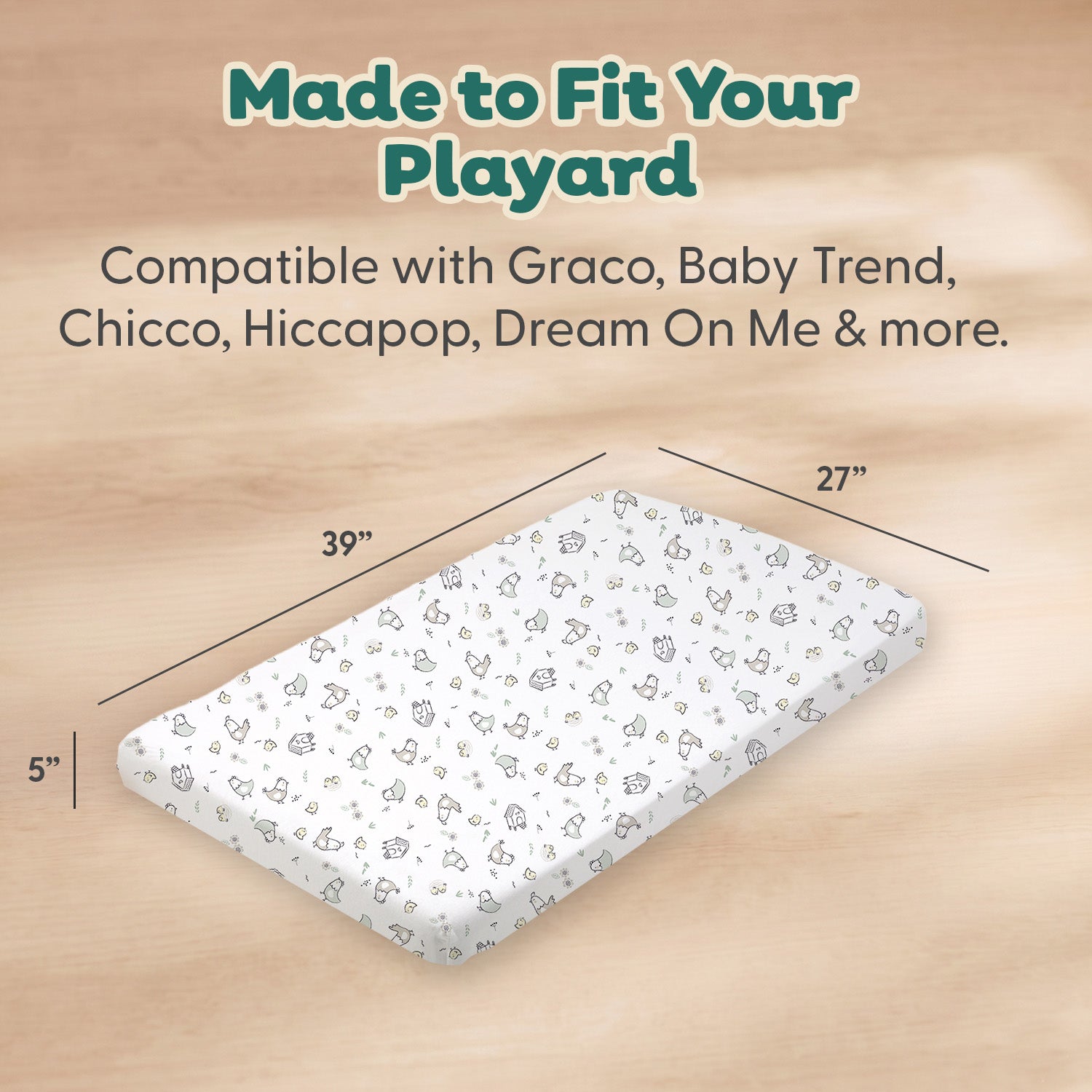 Cottage Pasture, White Organic Cotton Playard Mini Crib Sheets for Baby Boys and Girls, 2-Pack
