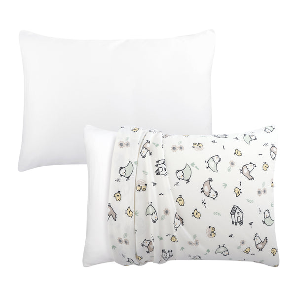 Cottage Pasture, White Organic Cotton Pillow Cases for Baby Boys and Girls, 2-Pack