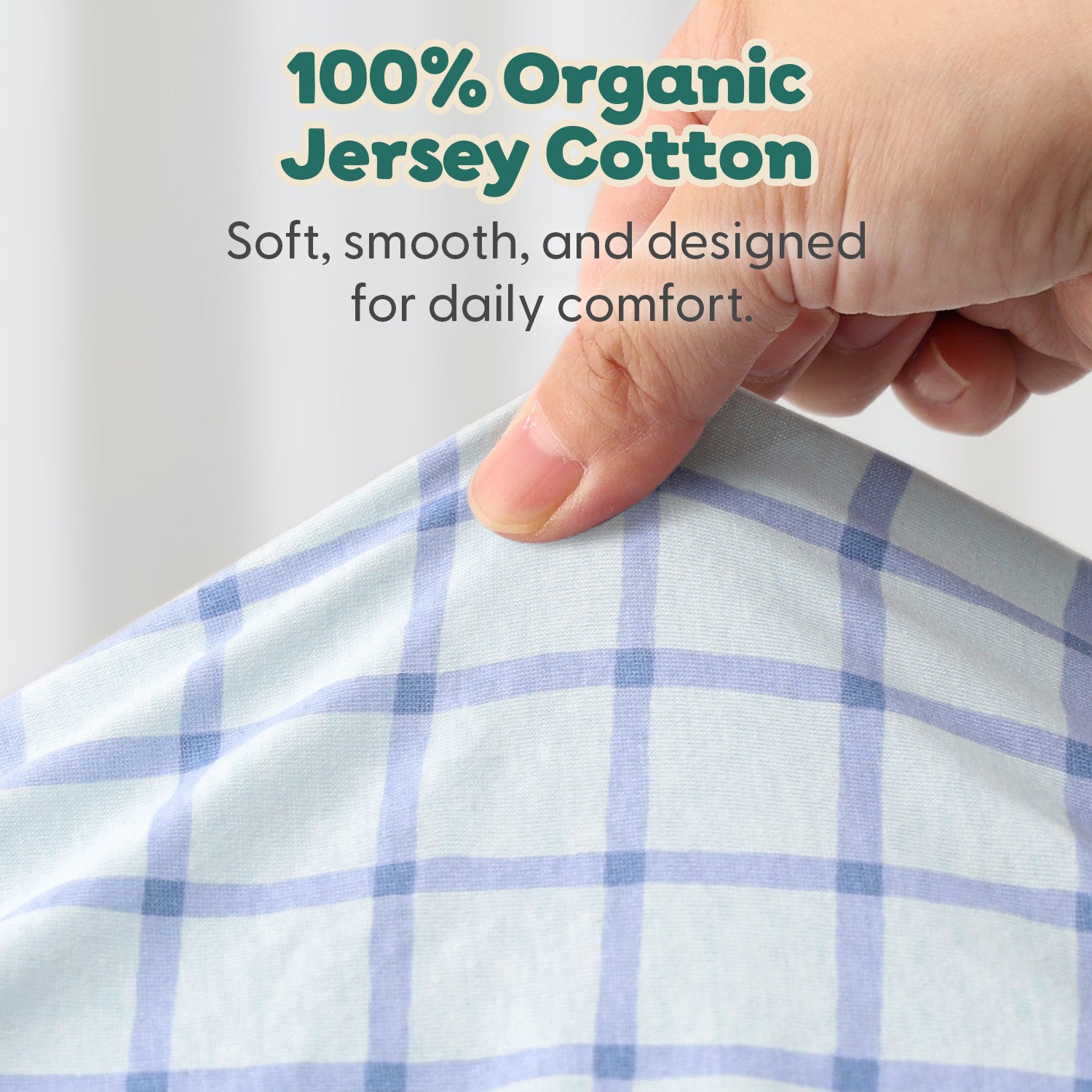 Blue Windowpane, Solid Organic Cotton Bassinet Sheets for Baby Boys, 2-Pack