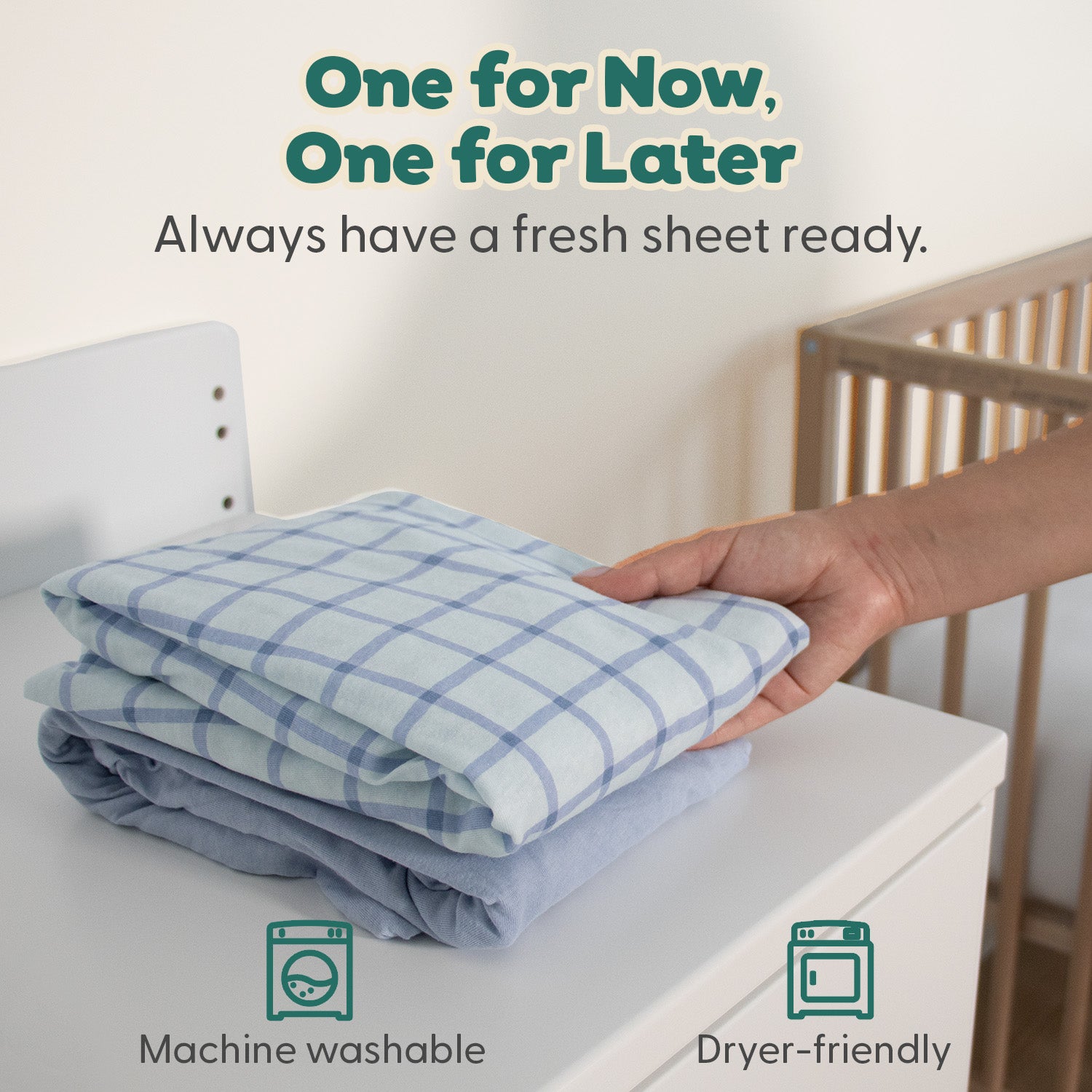 Blue Windowpane, Solid Organic Cotton Bassinet Sheets for Baby Boys, 2-Pack