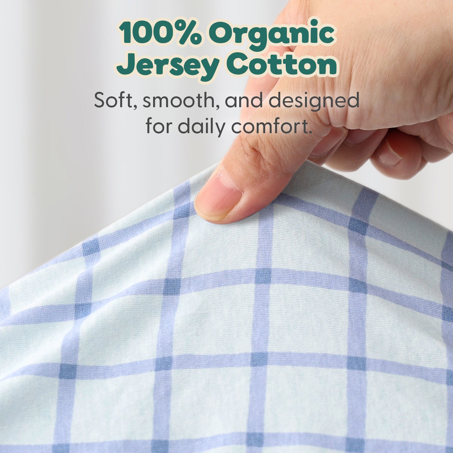Blue Windowpane, Solid Organic Cotton Playard Mini Crib Sheets for Baby Boys, 2-Pack