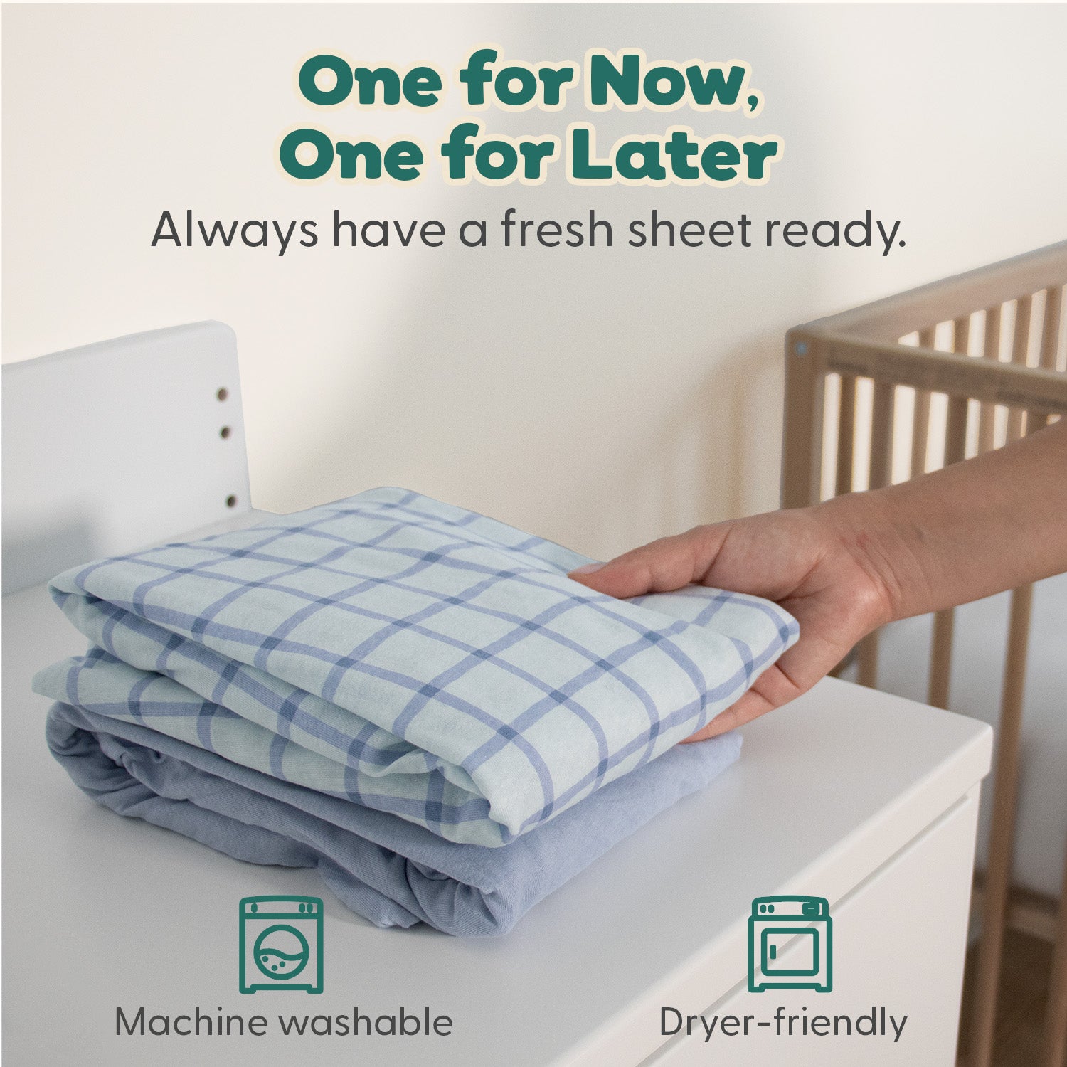 Blue Windowpane, Solid Organic Cotton Playard Mini Crib Sheets for Baby Boys, 2-Pack