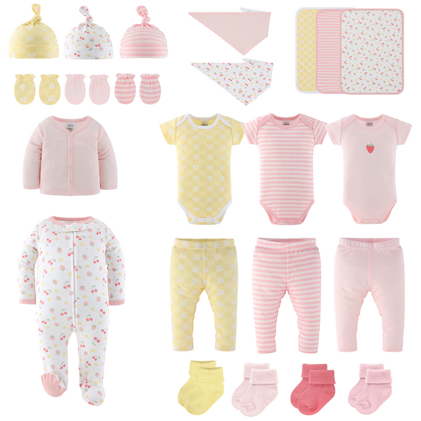 Layette Gift Set for Baby Girls, Strawberry Basket, 23-Piece