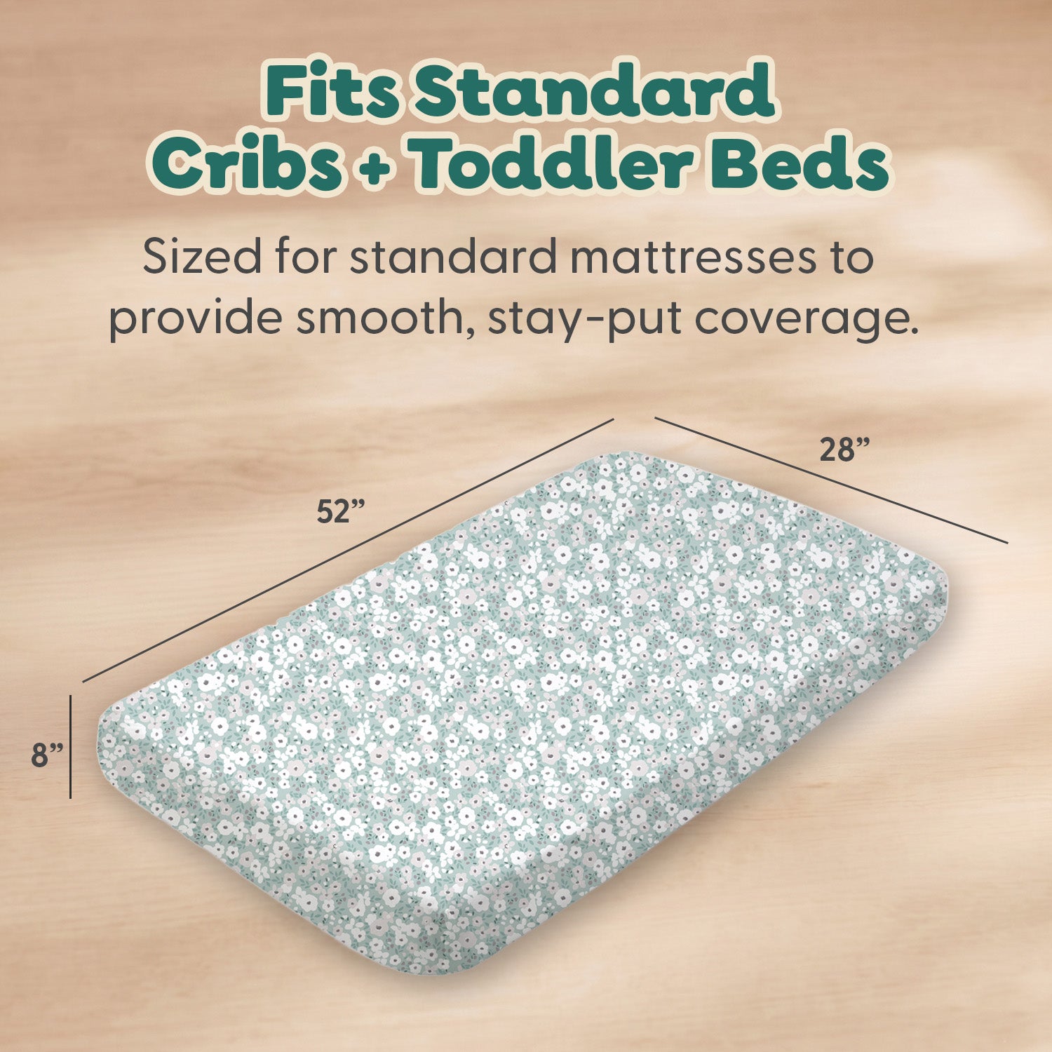 Sage, Taupe Floral Organic Cotton Crib Sheets for Baby Girls, 2-Pack