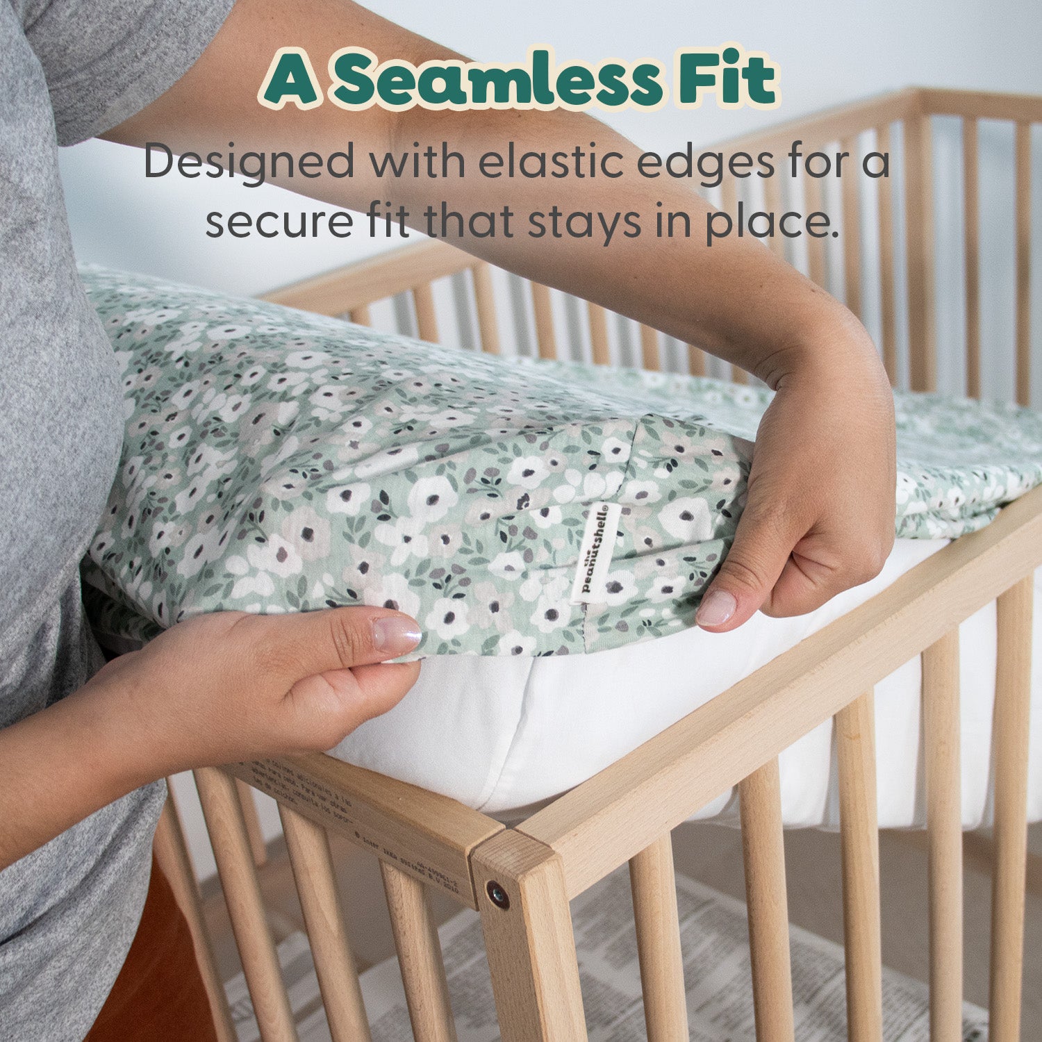 Sage, Taupe Floral Organic Cotton Crib Sheets for Baby Girls, 2-Pack