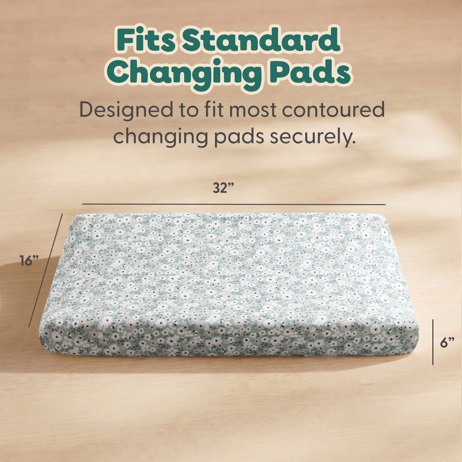 Sage, Taupe Floral Organic Cotton Changing Pad Covers for Baby Girls, 2-Pack