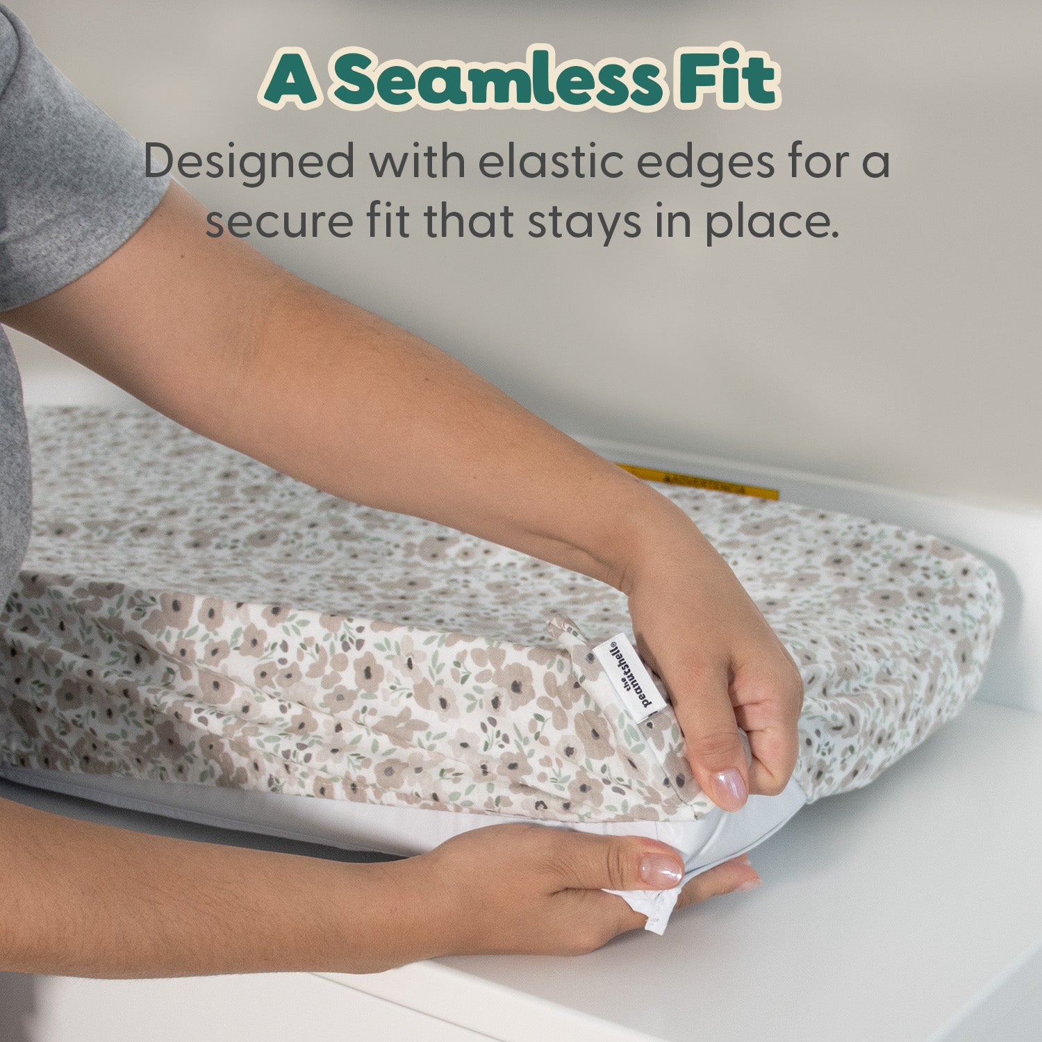 Sage, Taupe Floral Organic Cotton Changing Pad Covers for Baby Girls, 2-Pack