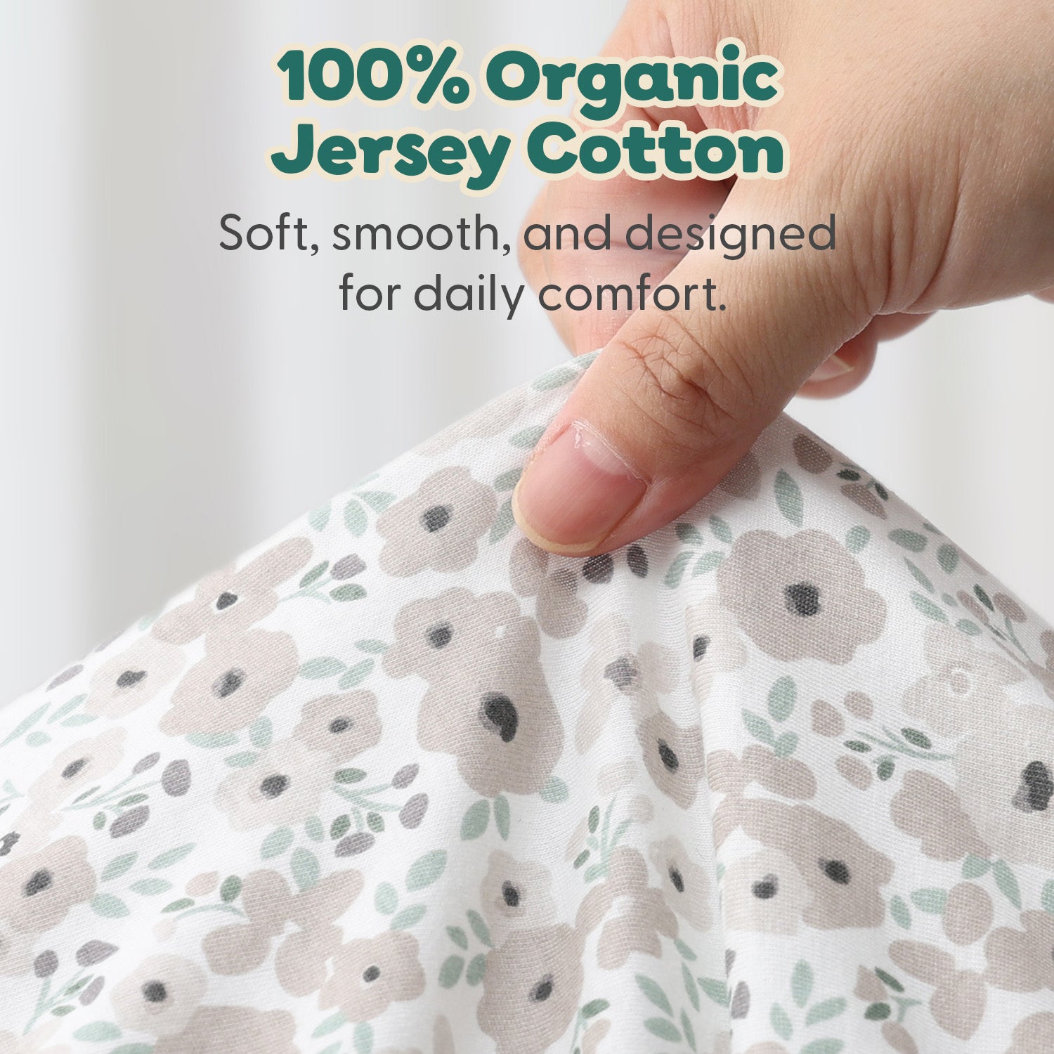 Sage, Taupe Floral Organic Cotton Playard Sheets for Baby Girls, 2-Pack