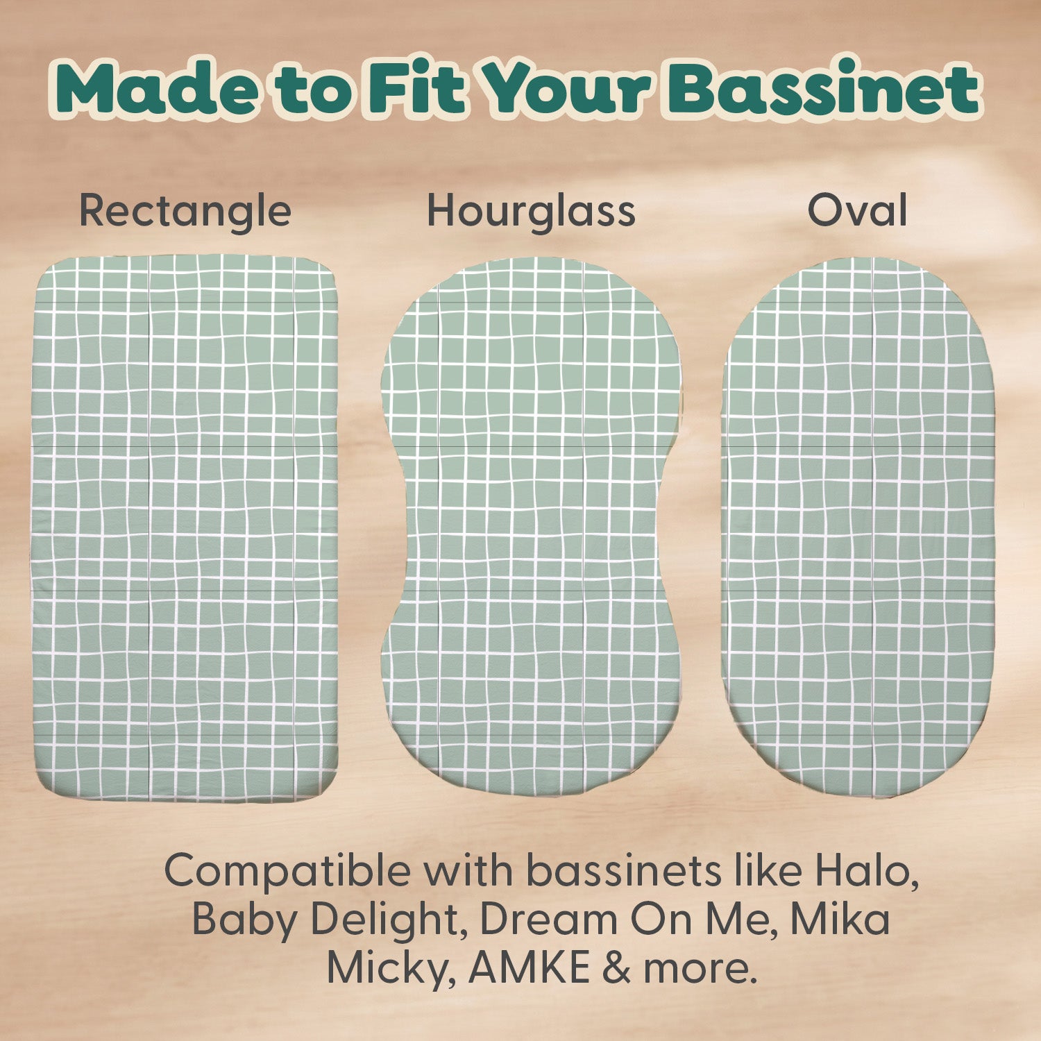 Sage Dino, Windowpane Organic Cotton Bassinet Sheets for Baby Boys, 2-Pack