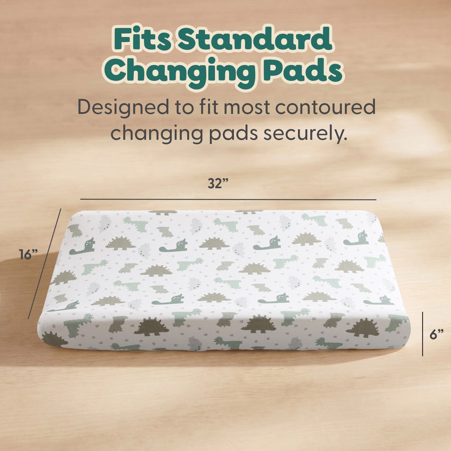 Sage Dino, Windowpane Organic Cotton Changing Pad Covers for Baby Boys, 2-Pack