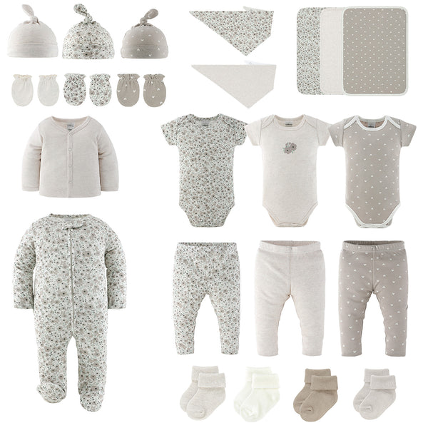 Layette Gift Set for Baby Girls, Taupe Floral, 23-Piece