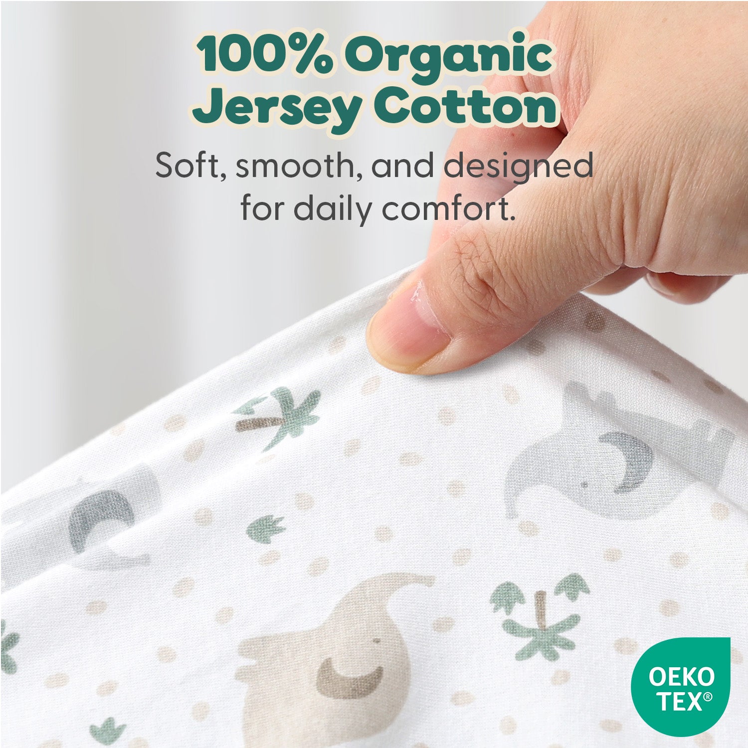 Sage Elephant Organic Cotton Crib Sheets for Baby Boys and Girls, 2-Pack
