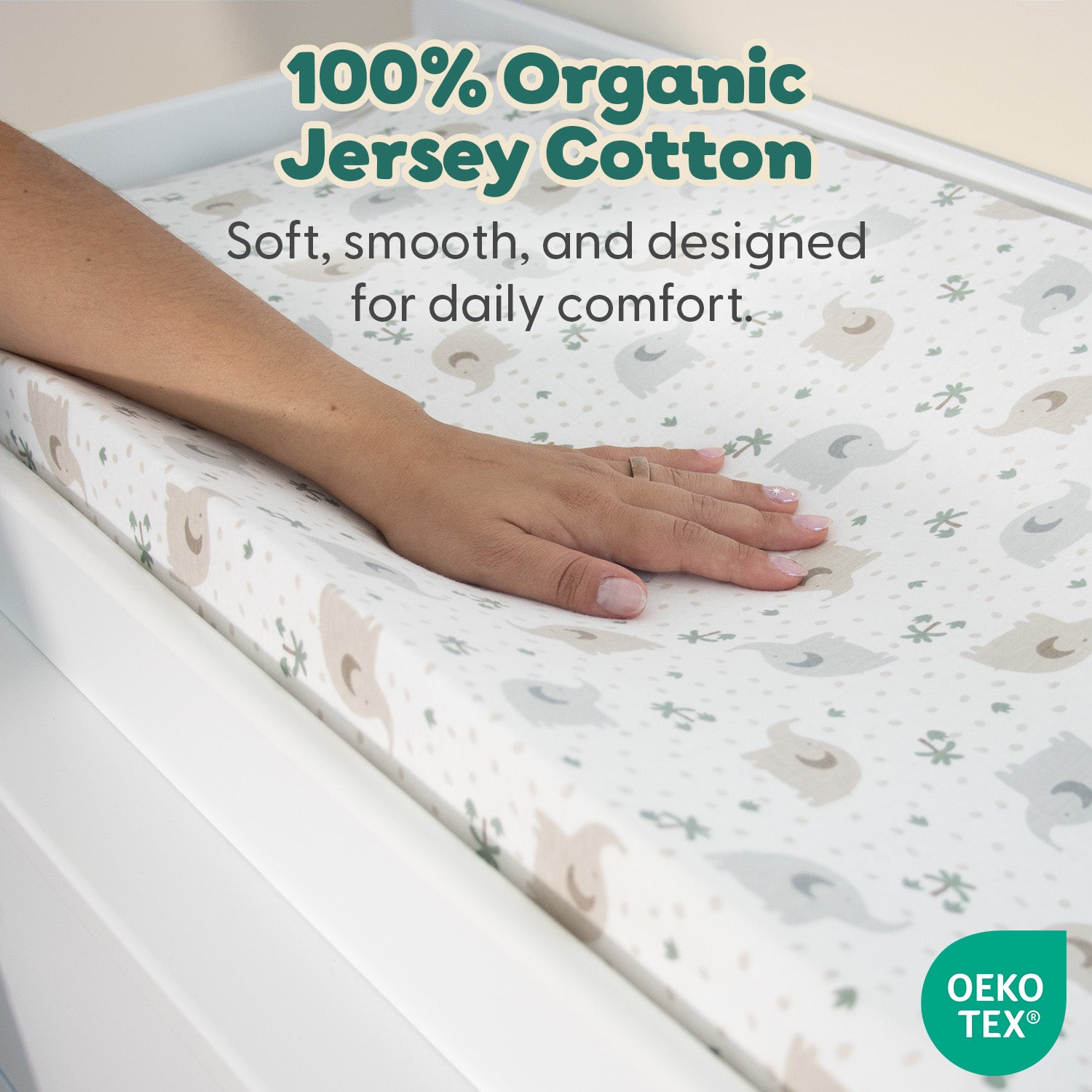 Sage Elephant Organic Cotton Changing Pad Covers for Baby Boys and Girls, 2-Pack