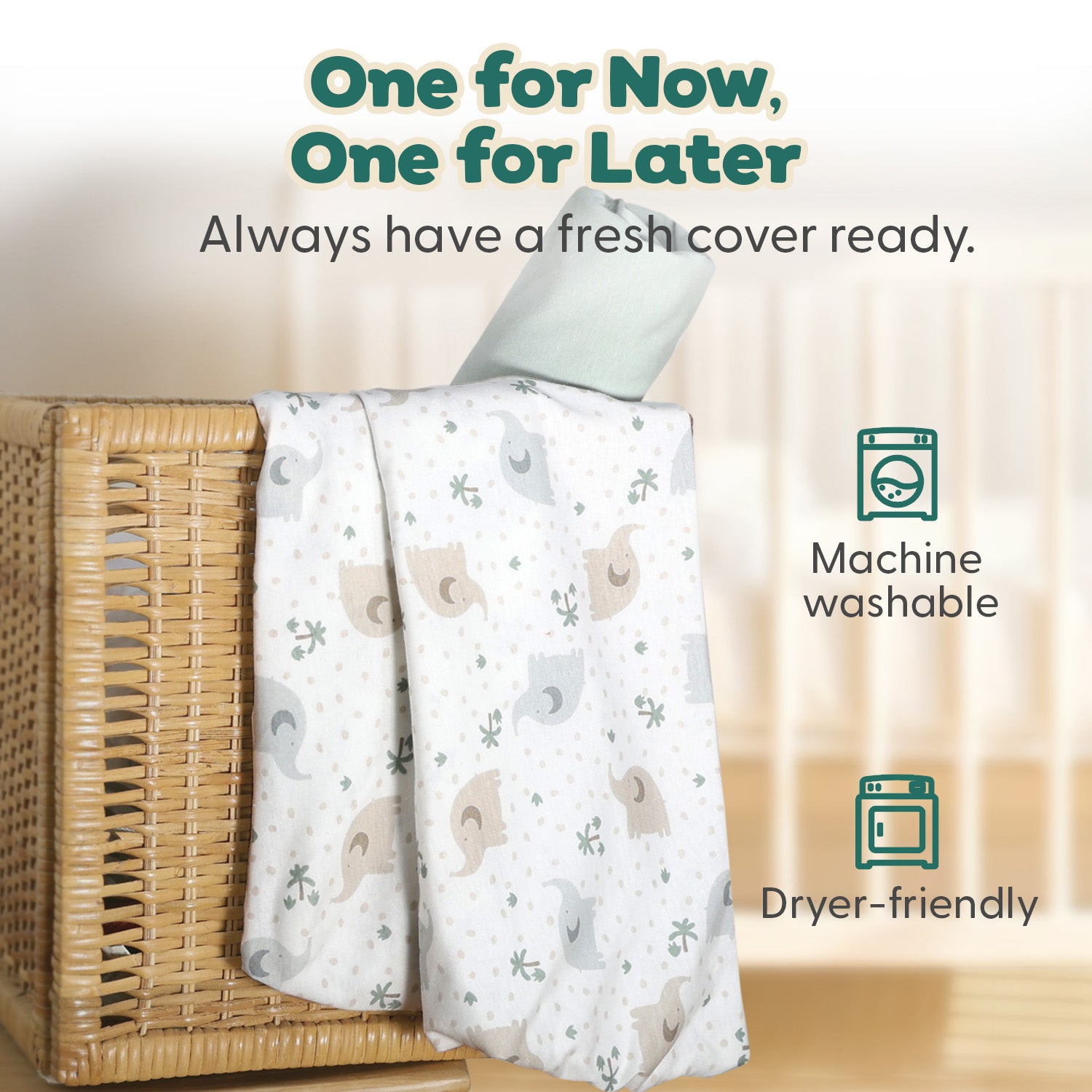 Sage Elephant Organic Cotton Changing Pad Covers for Baby Boys and Girls, 2-Pack