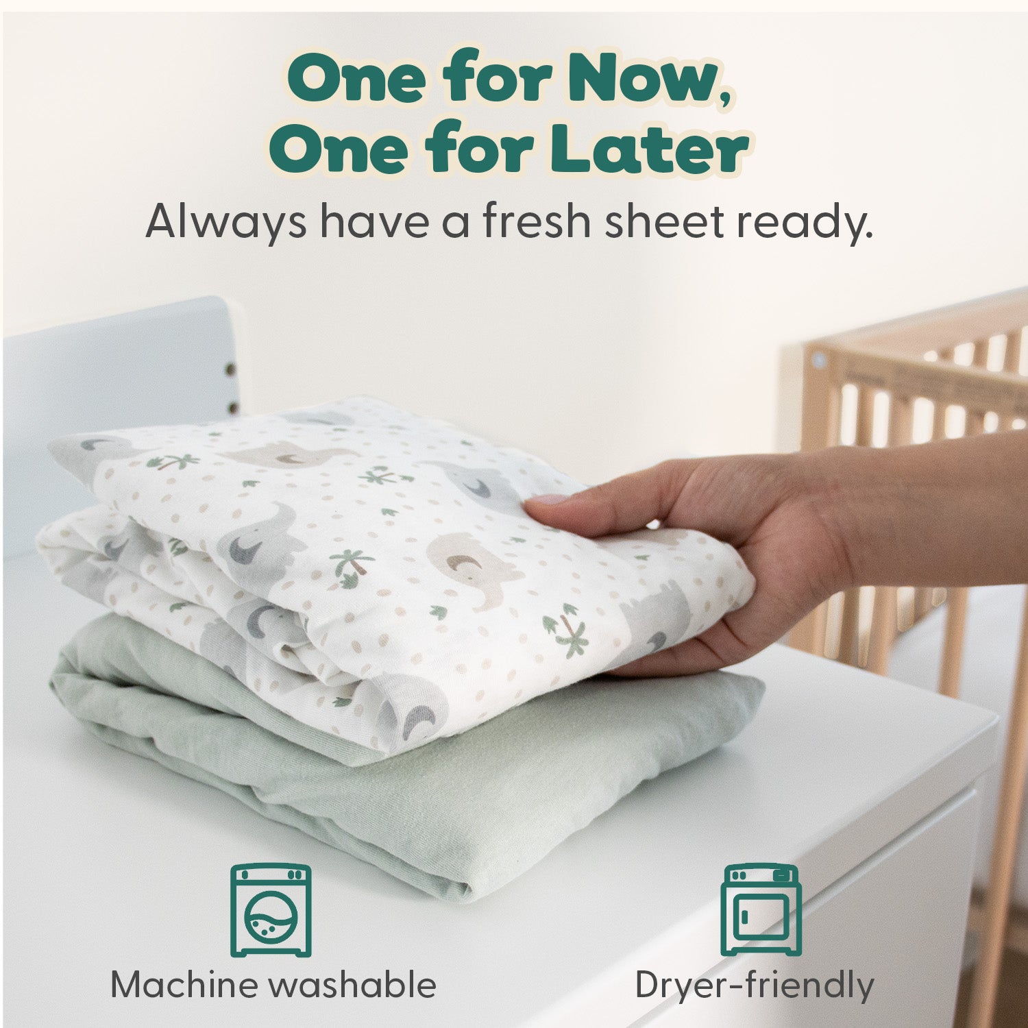 Sage Elephant Organic Cotton Playard Sheets for Baby Boys and Girls, 2-Pack